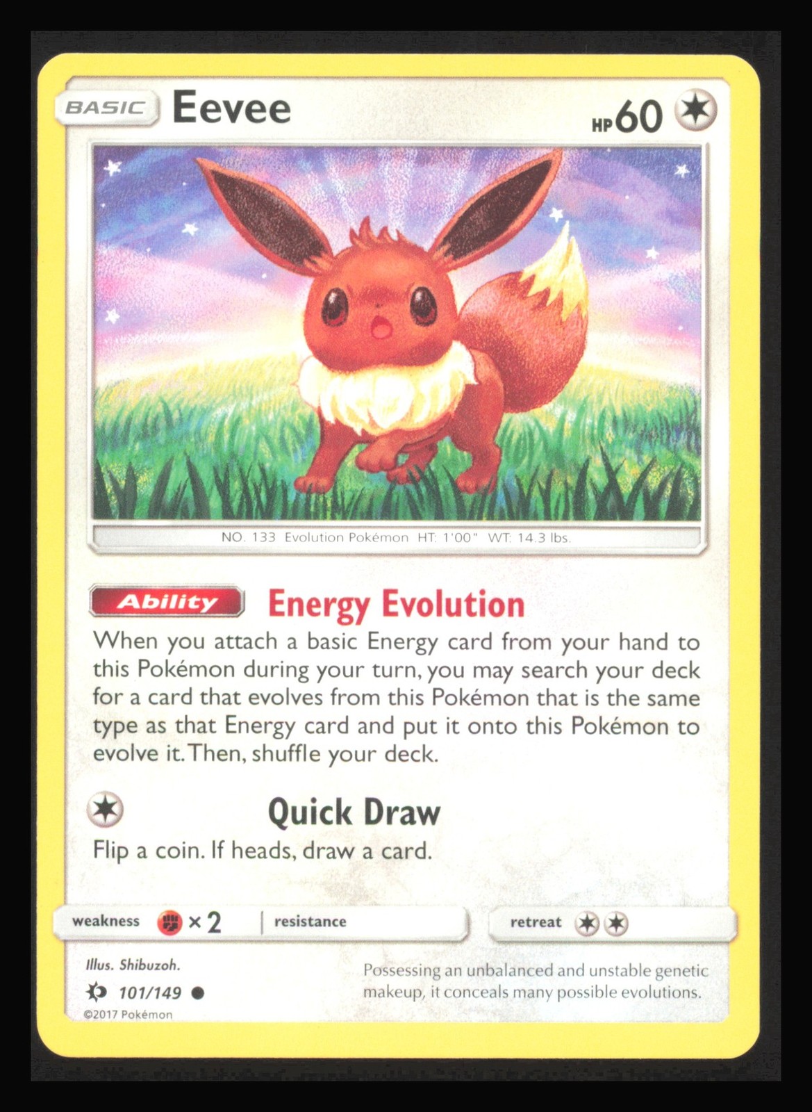 Eevee Common SM Base Set 101/149 NM Shibuzoh