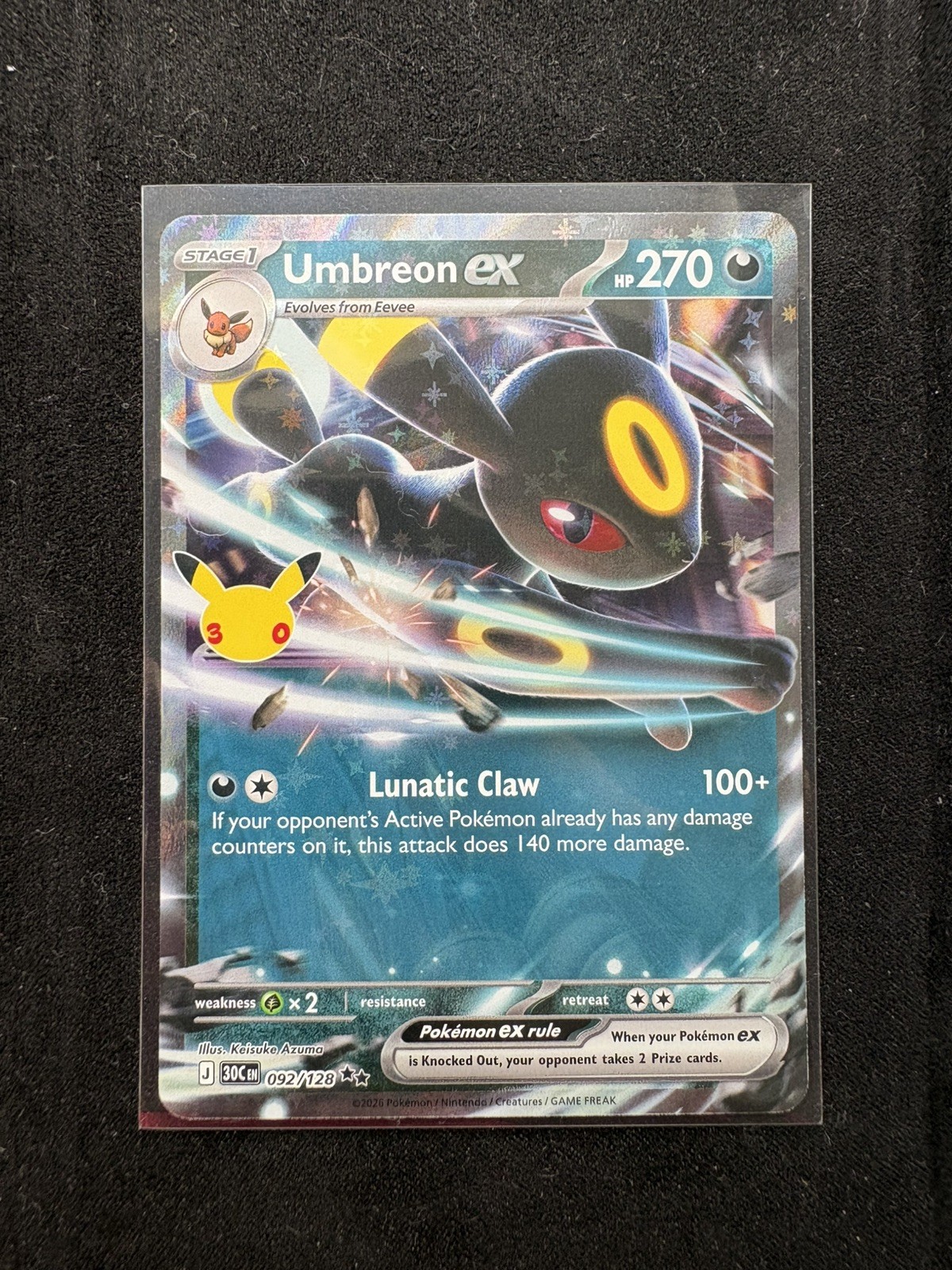 Pokemon Umbreon ex 092/128 30C Holo English NM