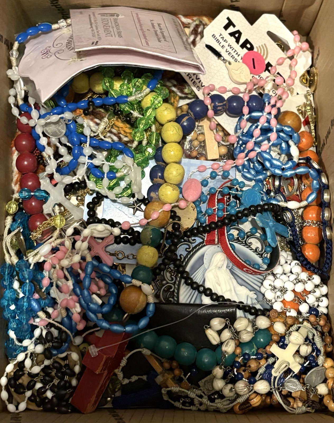 VTG To Modern 9 LB Religious Accessory Jewelry Rosary Lot Medium Flat Rate Box