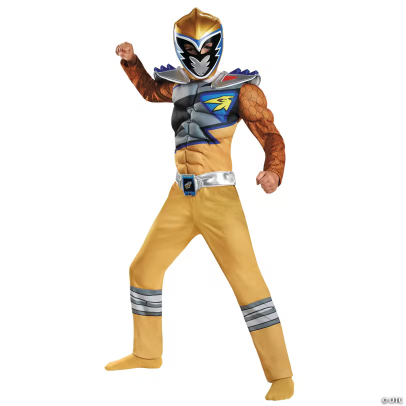 Boy\'s Deluxe Power Rangers Dino Gold Ranger Costume - Small DG82789L