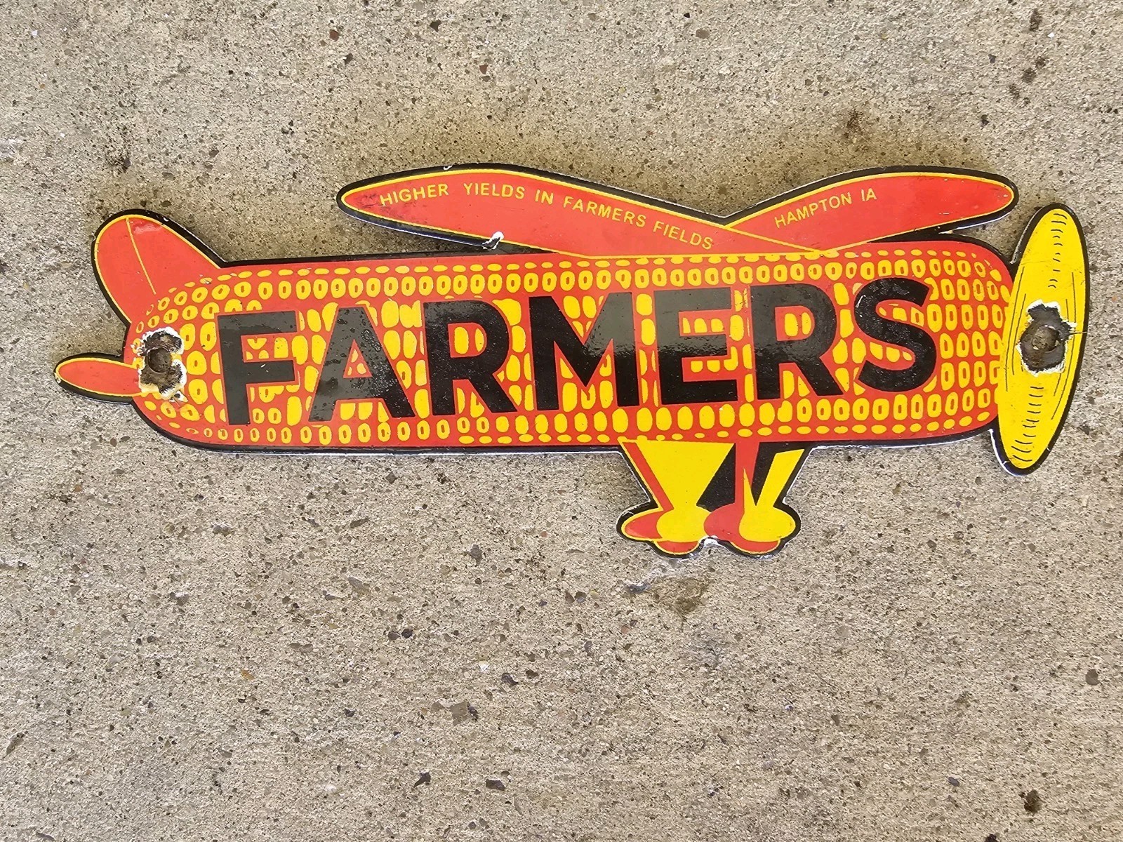  VINTAGE FARMERS SEED CORN COB  PORCELAIN SIGN 10