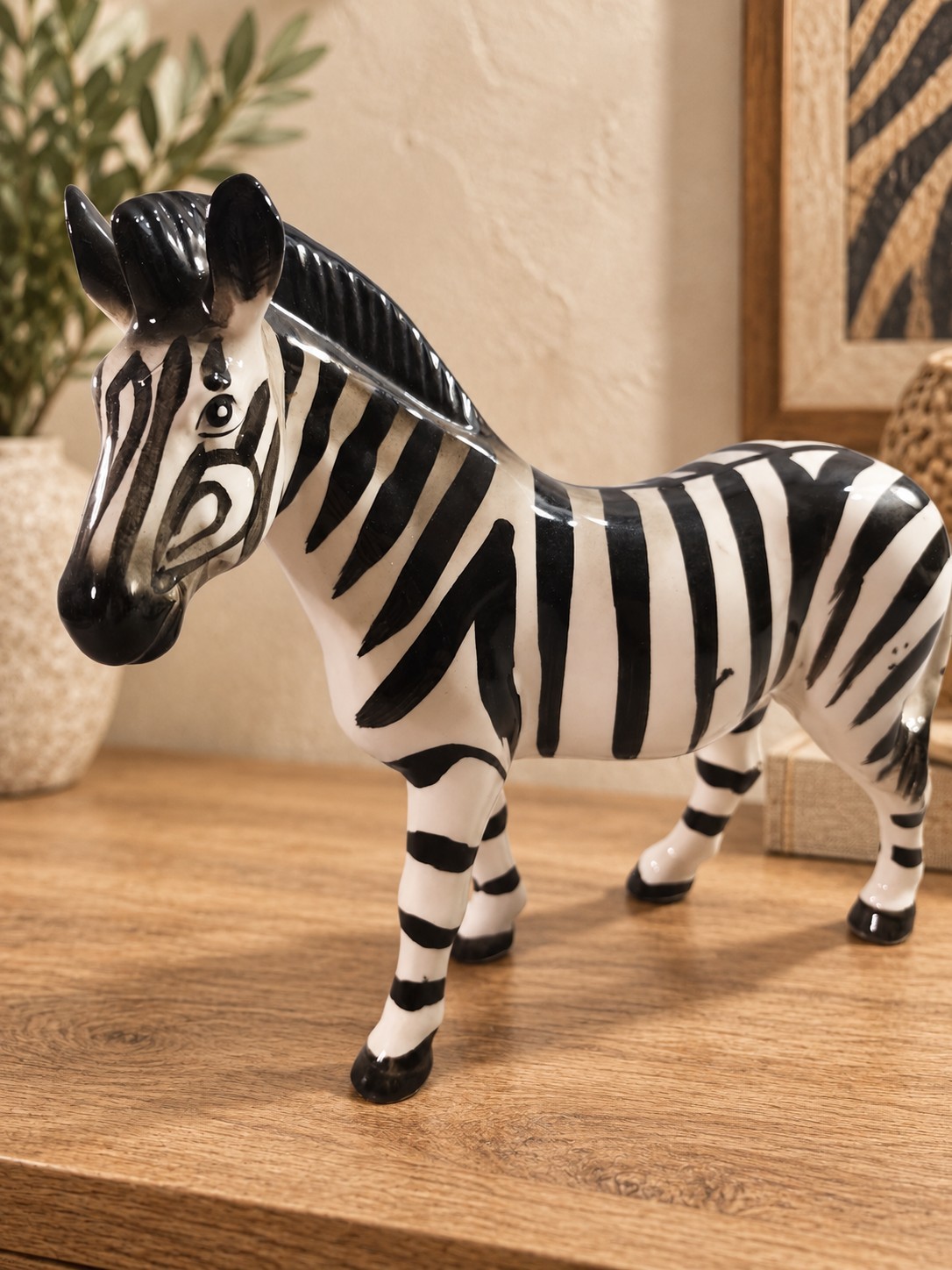 VINTAGE CERAMIC ZEBRA FIGURINE, 8