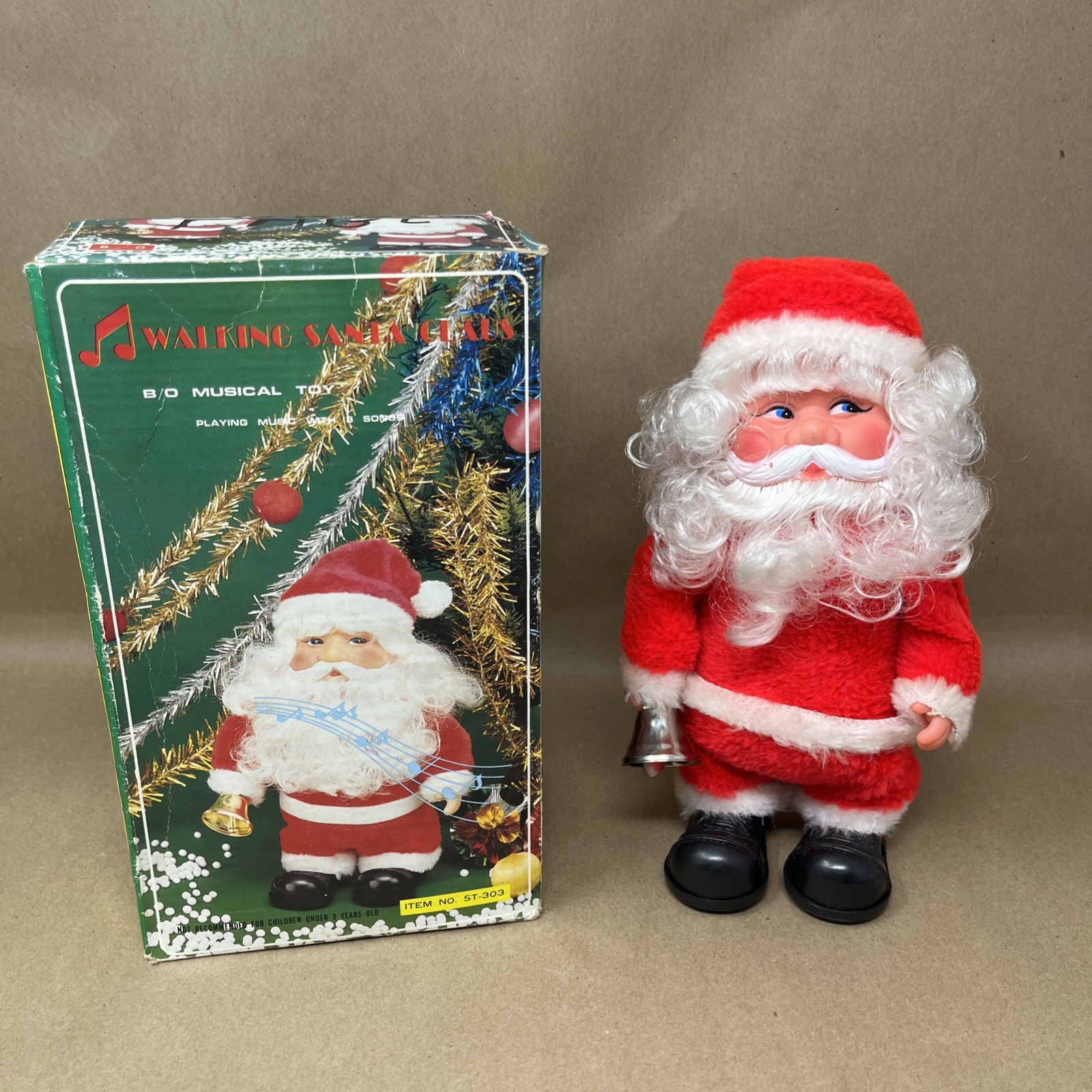 Vintage Walking Santa Claus Musical Toy Animated Plays 8 Songs
