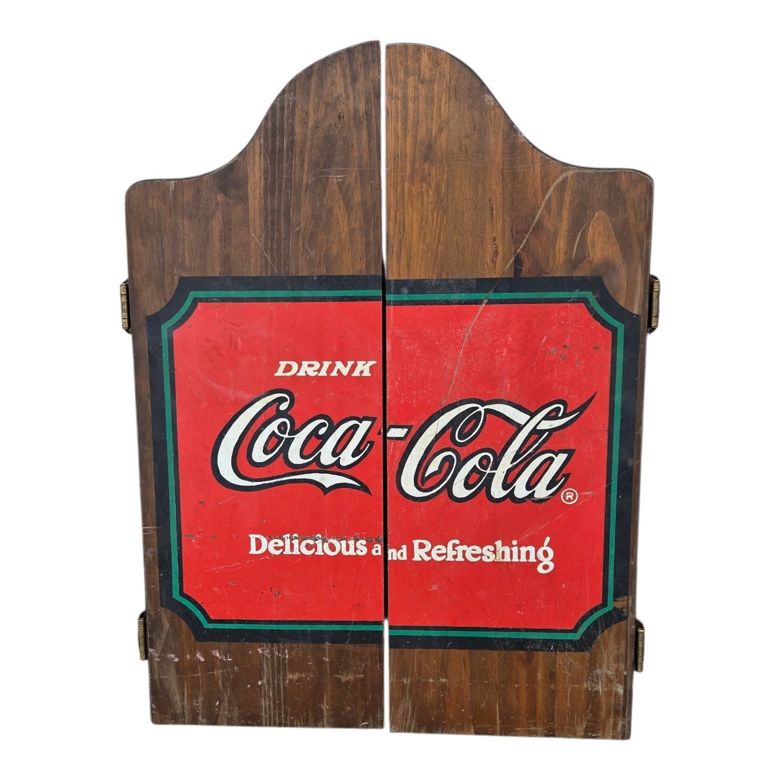 Vintage 1993 Coca-Cola Wooden Dartboard Cabinet Case Only - No Board or Darts