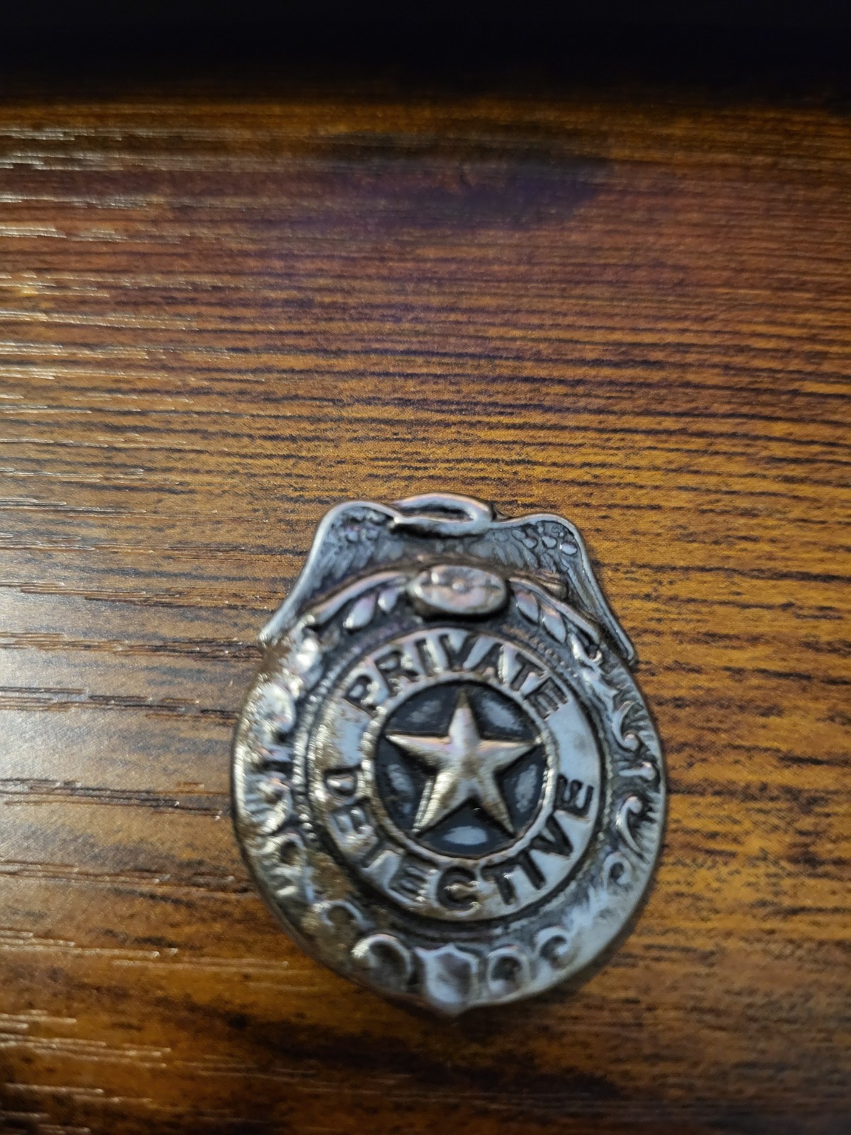 Vintage Tin Private Detective Toy Badge on W/ Original Card | Dime Corner Store