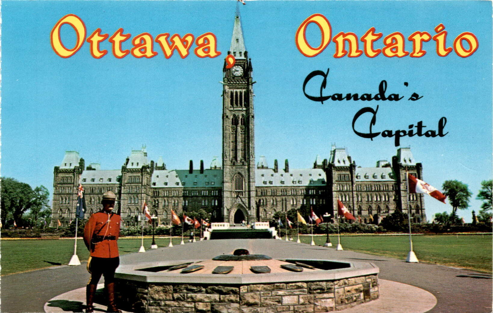 Parliament Buildings, Ottawa, Ontario, Canada, Gothic-style, 1860s, Postcard