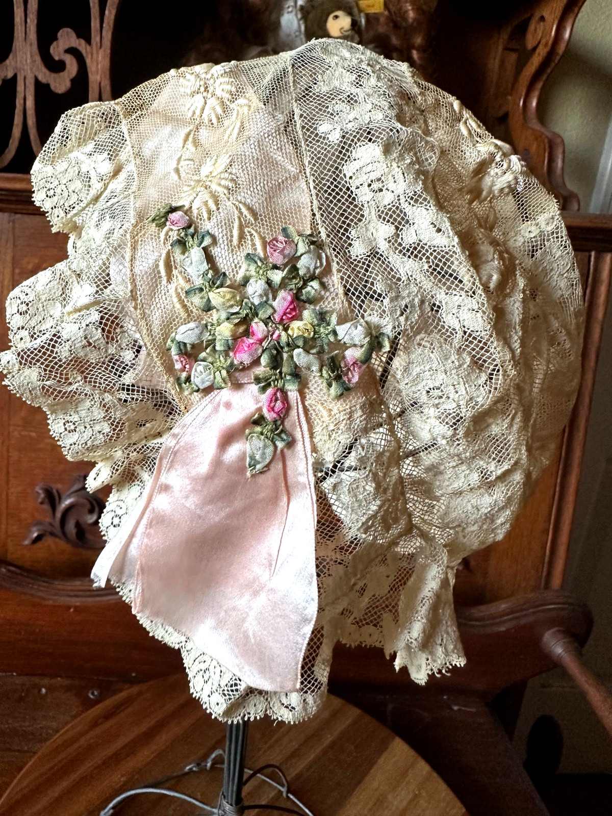 Antique Lace Bonnet VICTORIAN for Women, Dolls Excellent Cond. WATCH VIDEO NOW