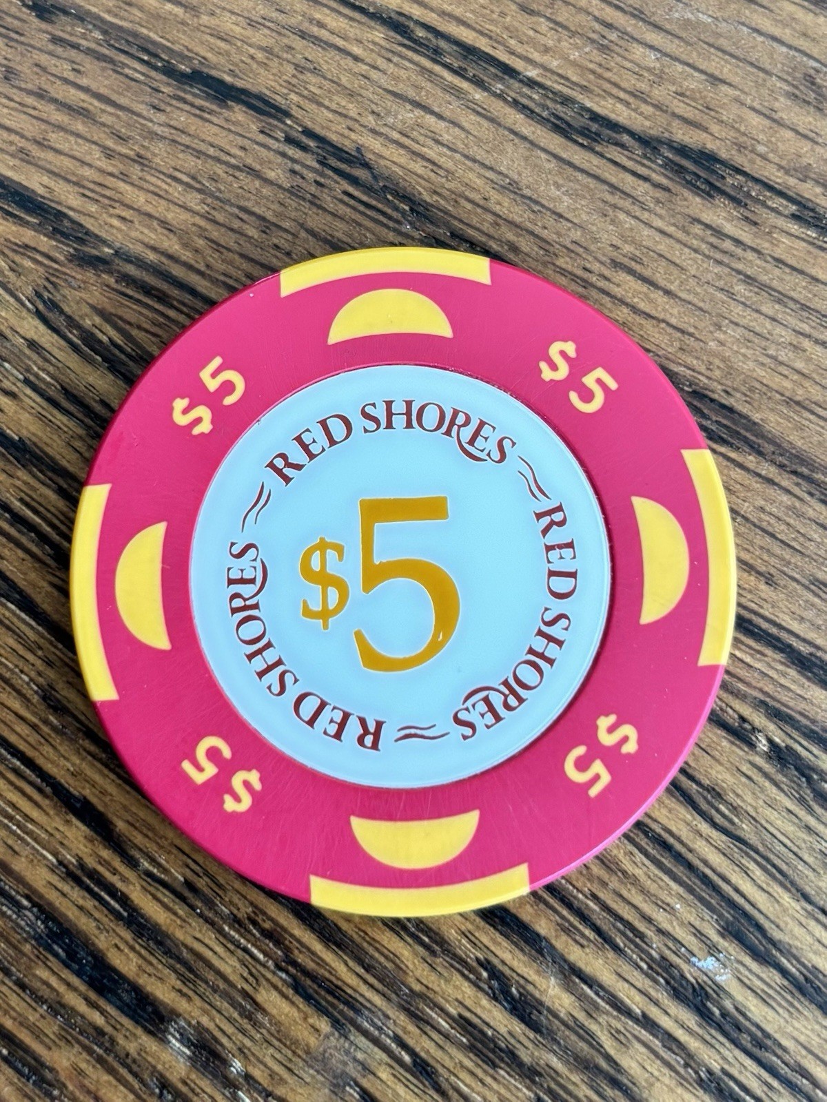Very Rare $5 Red Shores Casino & Racetrack Chip, Charlottetown Canada 🇨🇦
