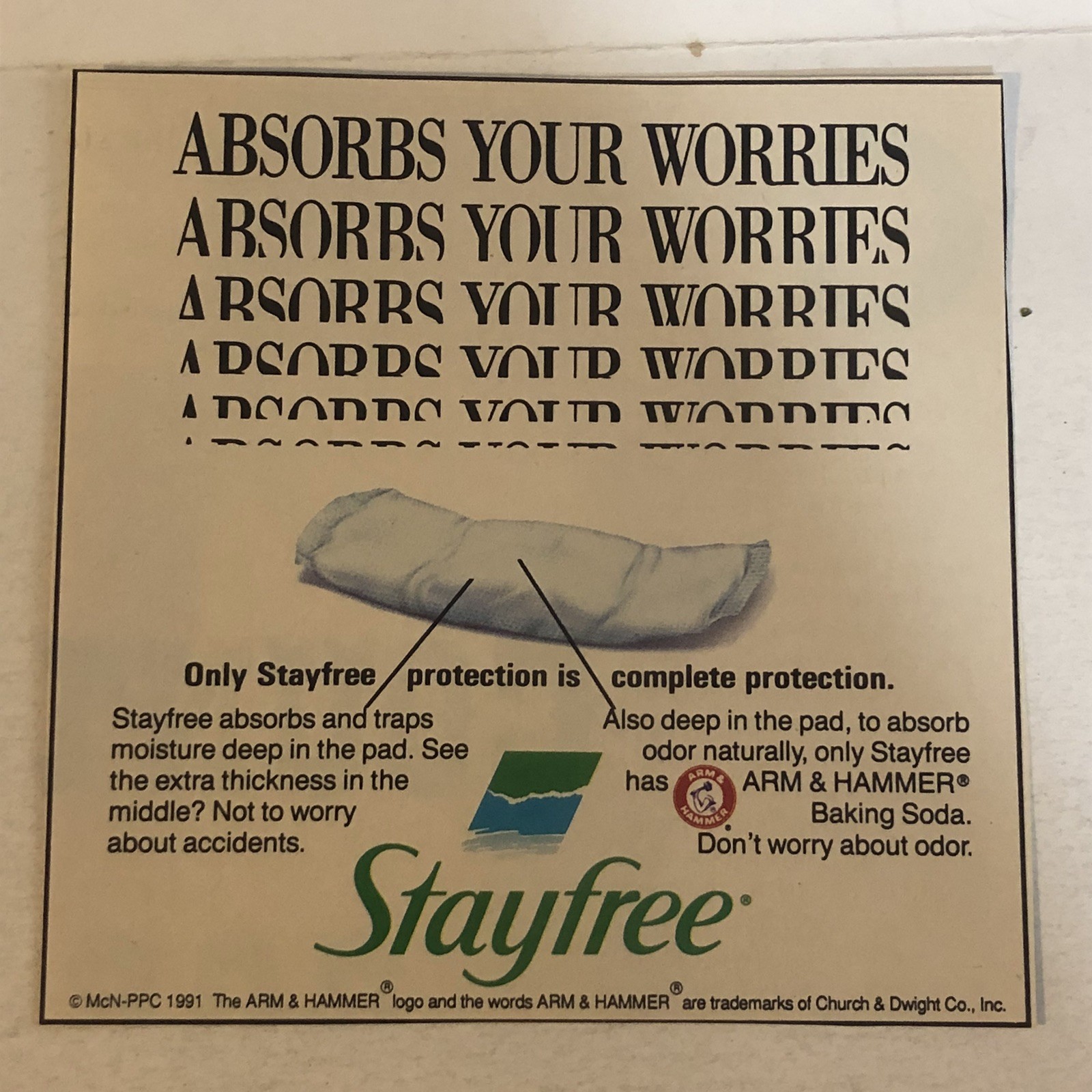 1991 Stayfree Maxi Pads Vintage Print Ad Advertisement pa41