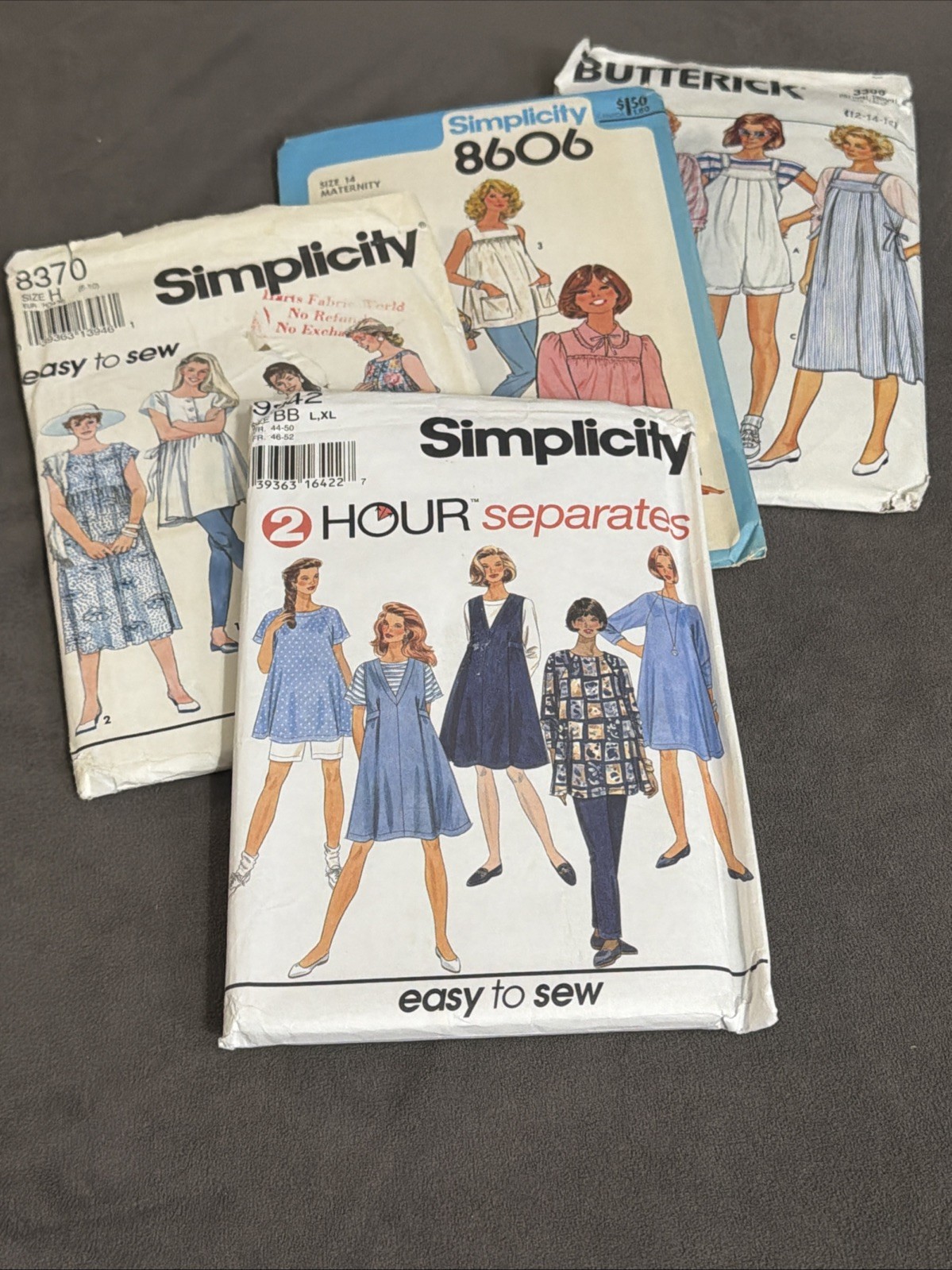 Lot (4) VTG Simplicity-Butterick Maternity Sewing Patterns Uncut/Cut Complete
