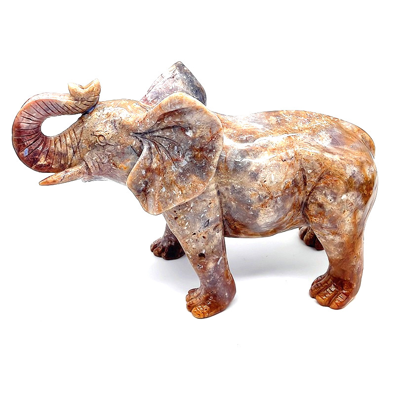 8.8'' Natural Ocean jasper Crystal Carved Elephant Sculpture , Home Decoration