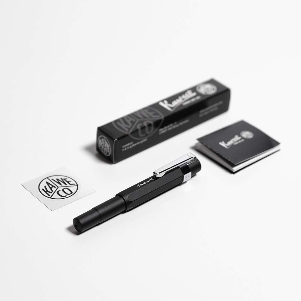 Kaweco AL Sport Fountain Pen Black Fine Nib Octagonal Chrome Clip