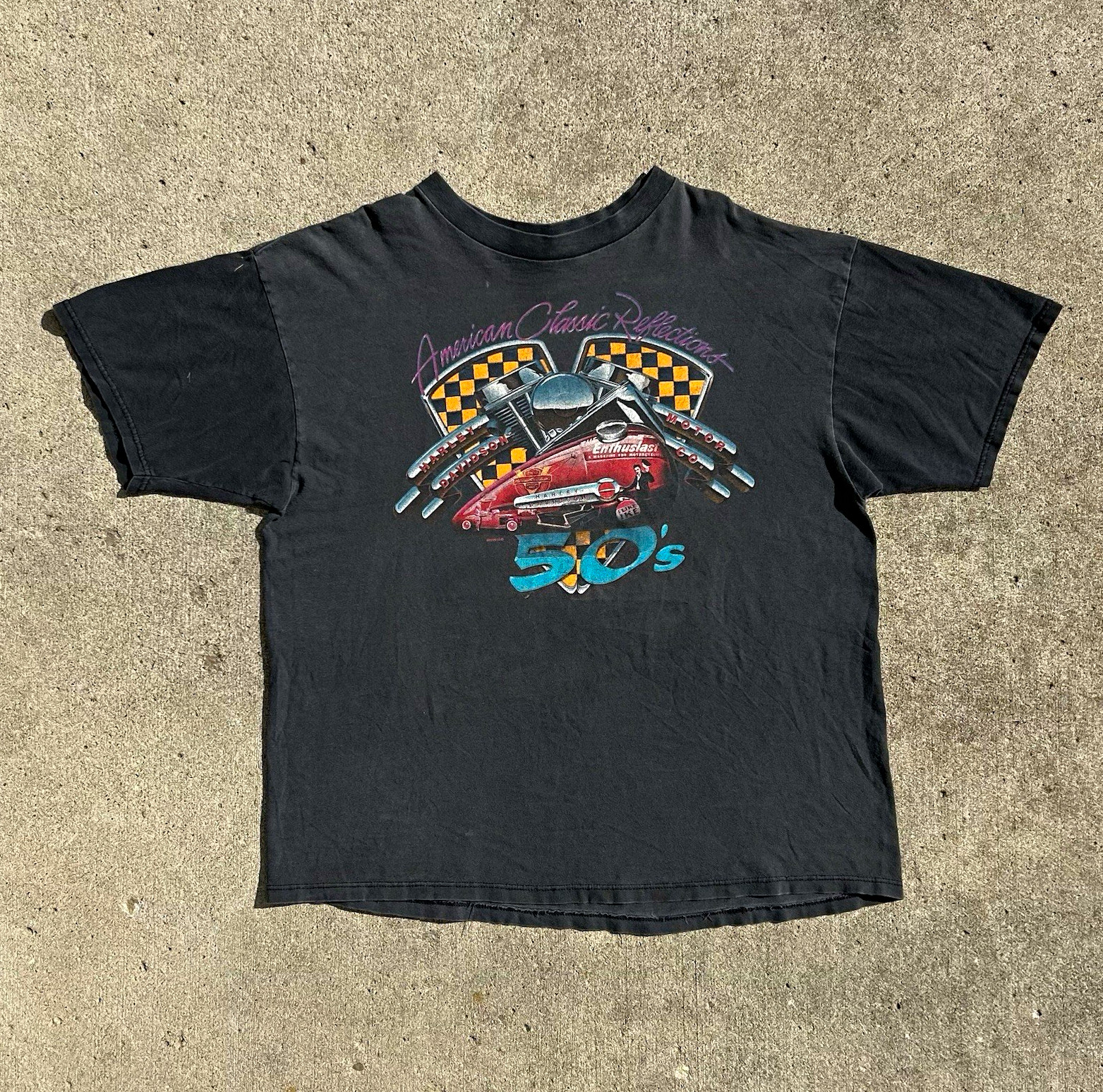 Vtg 1998 Harley Davidson Shirt 2XL Holoubek American Classic Reflections Delano