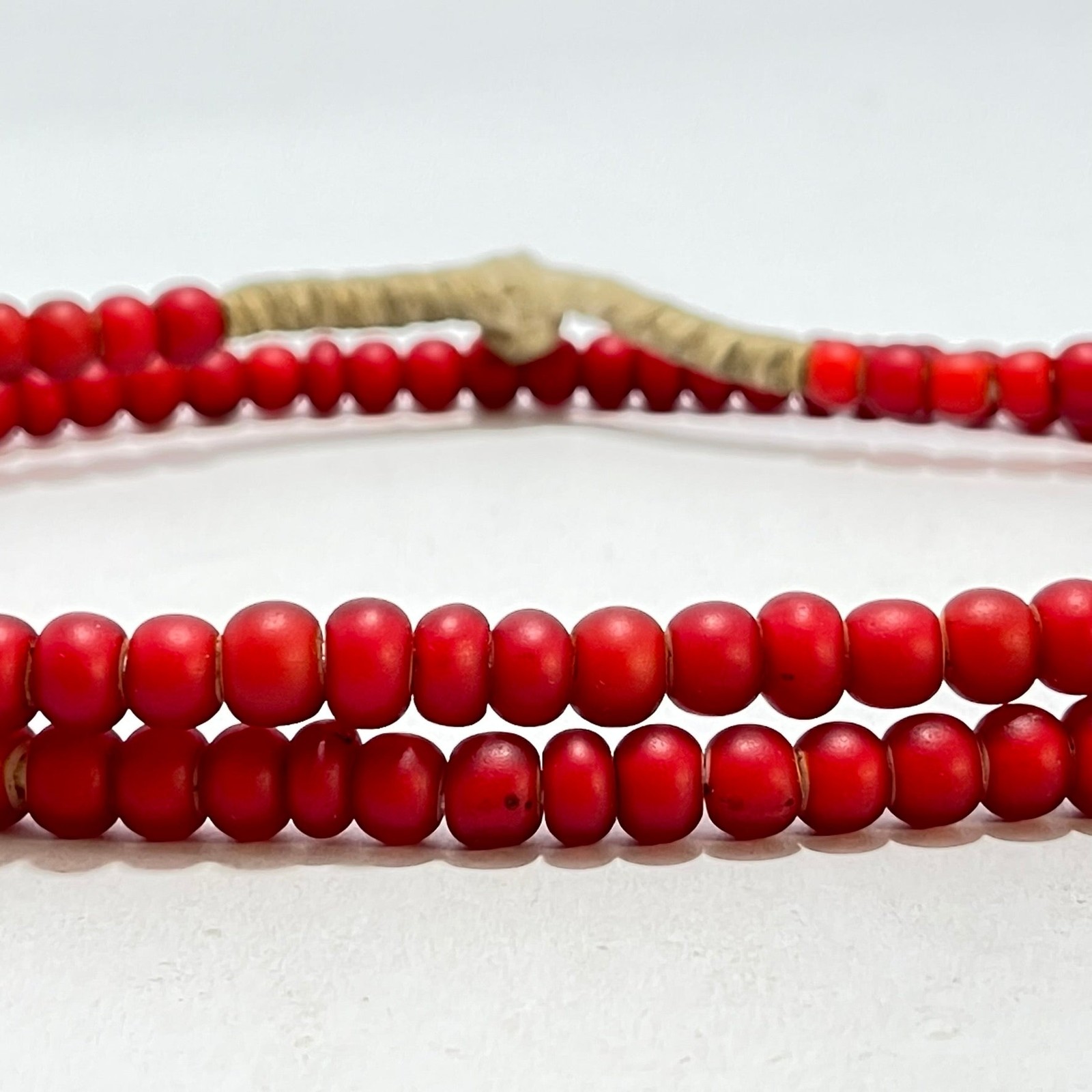 Red French White Heart Venetian Trade Beads 36 inch