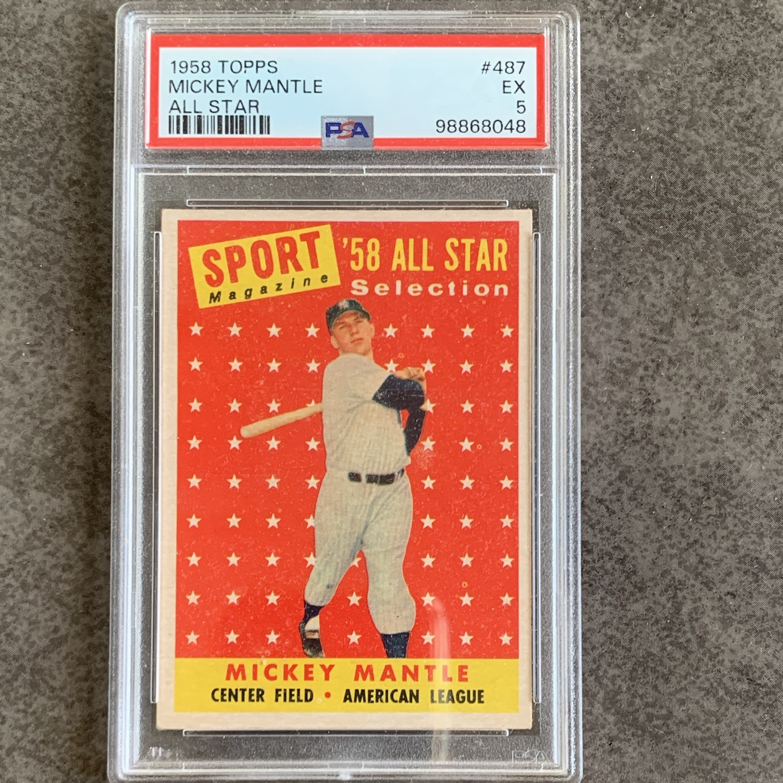 1958 Topps Mickey Mantle All-Star #487 PSA 5 Yankees Baseball Card