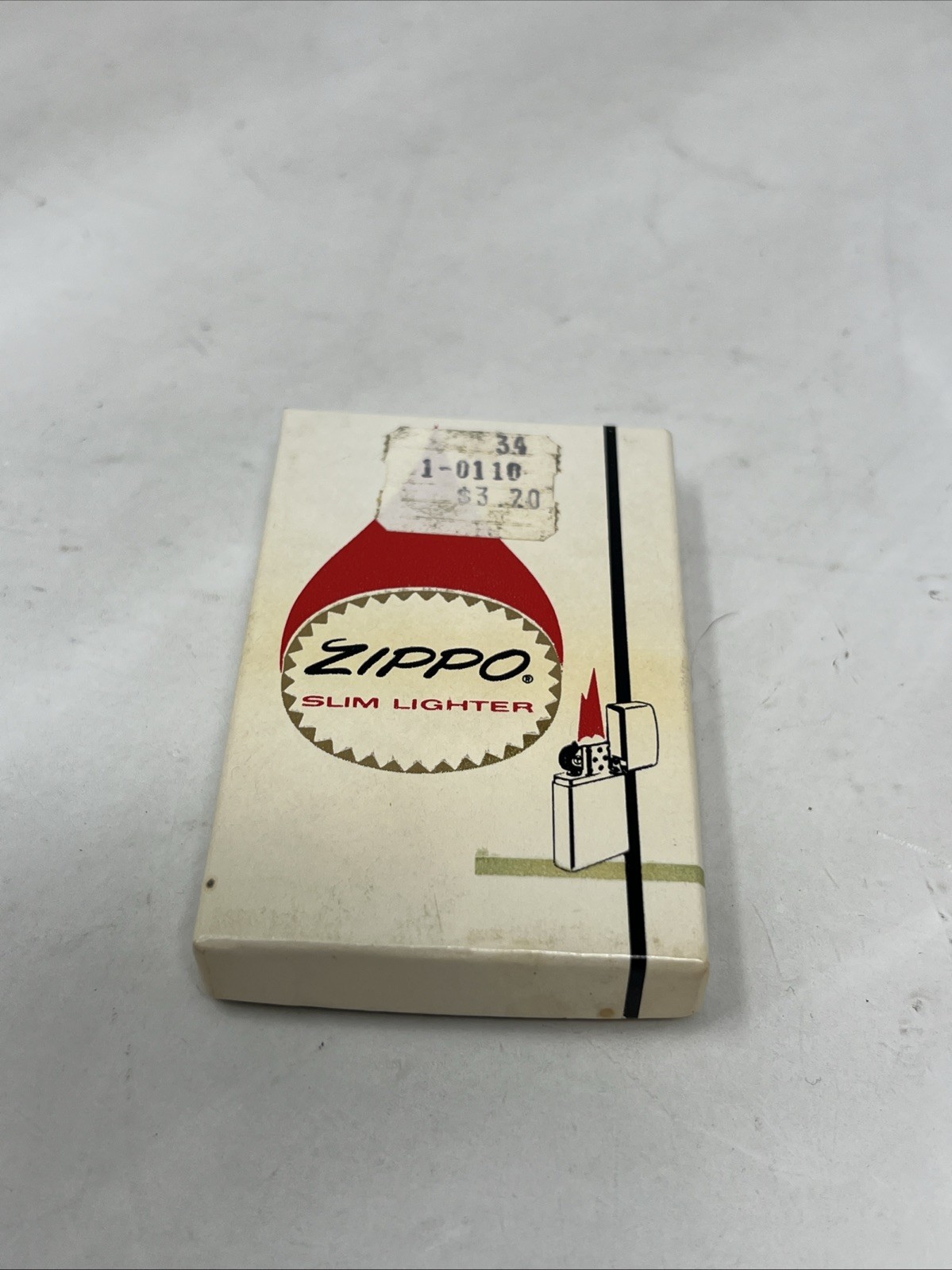 Vintage 1970\'s Zippo Slim Chrome Lighter Korea Buddha w/ Box