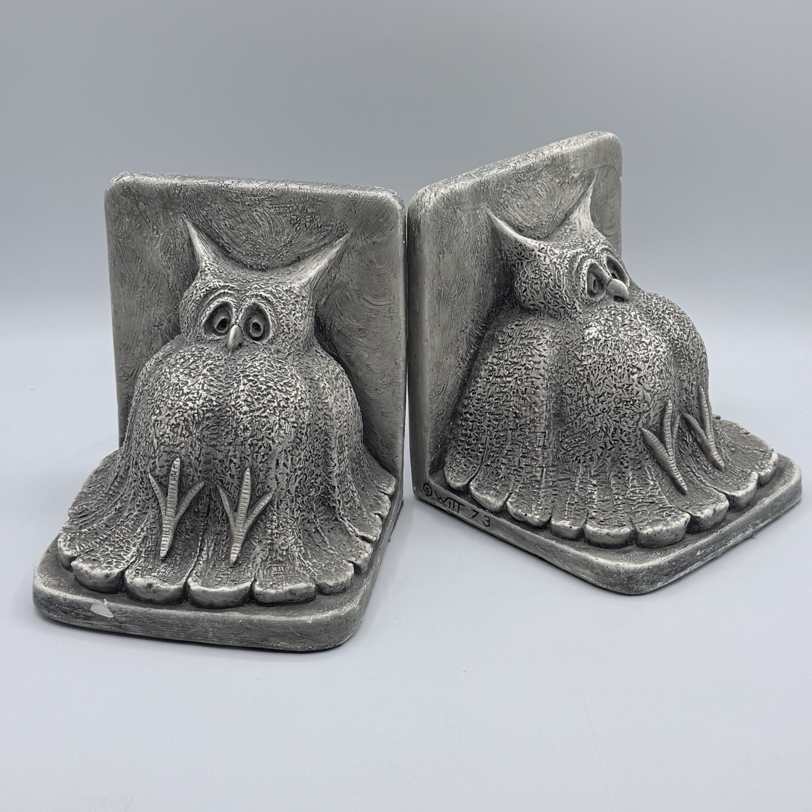 Witt Accents 1973 Fat Owl Bookends Signed Vintage 6.5” Pair