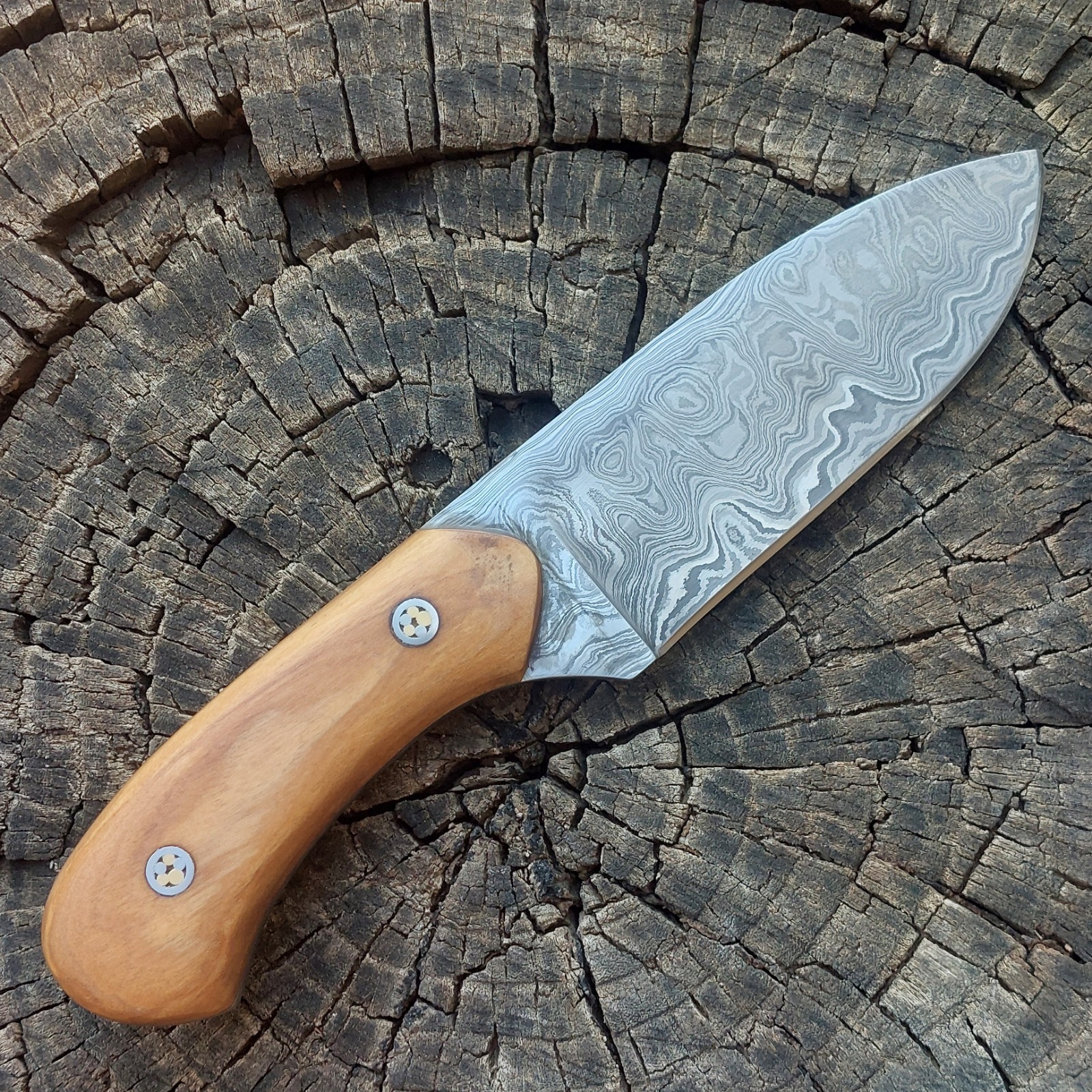 Knife 288 - Handforged 436 Layer Damascus Blade With Olive Wood Scales