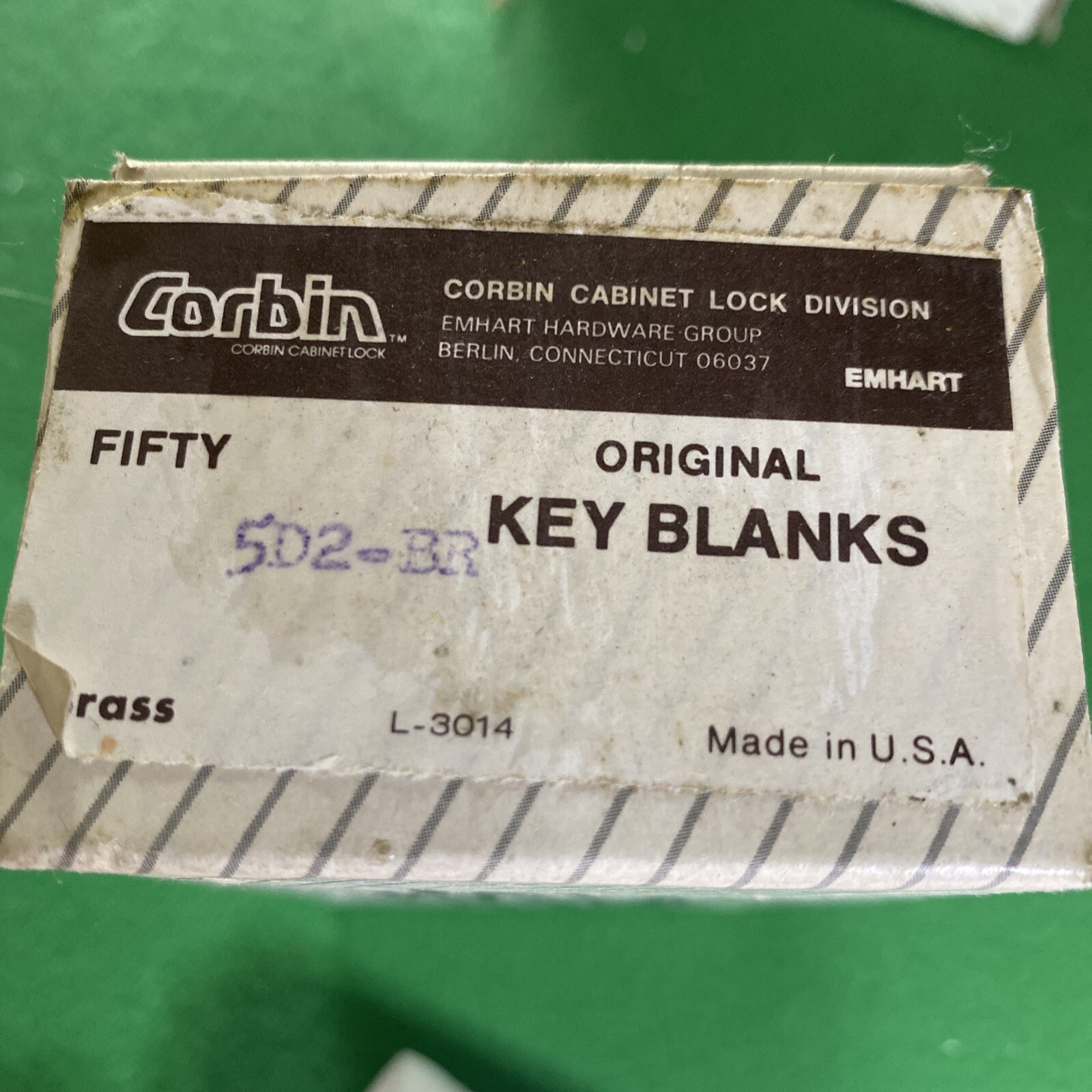Vintage Corbin Cabinet Key Blanks Box Lot of 44 NOS Solid Brass 502-BR L-3014