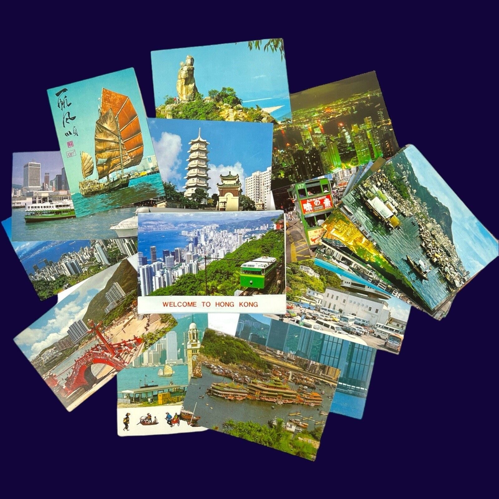 Vintage Hong Kong 30 Postcards Color Photo View Mid Century Travel Ephemera NEW