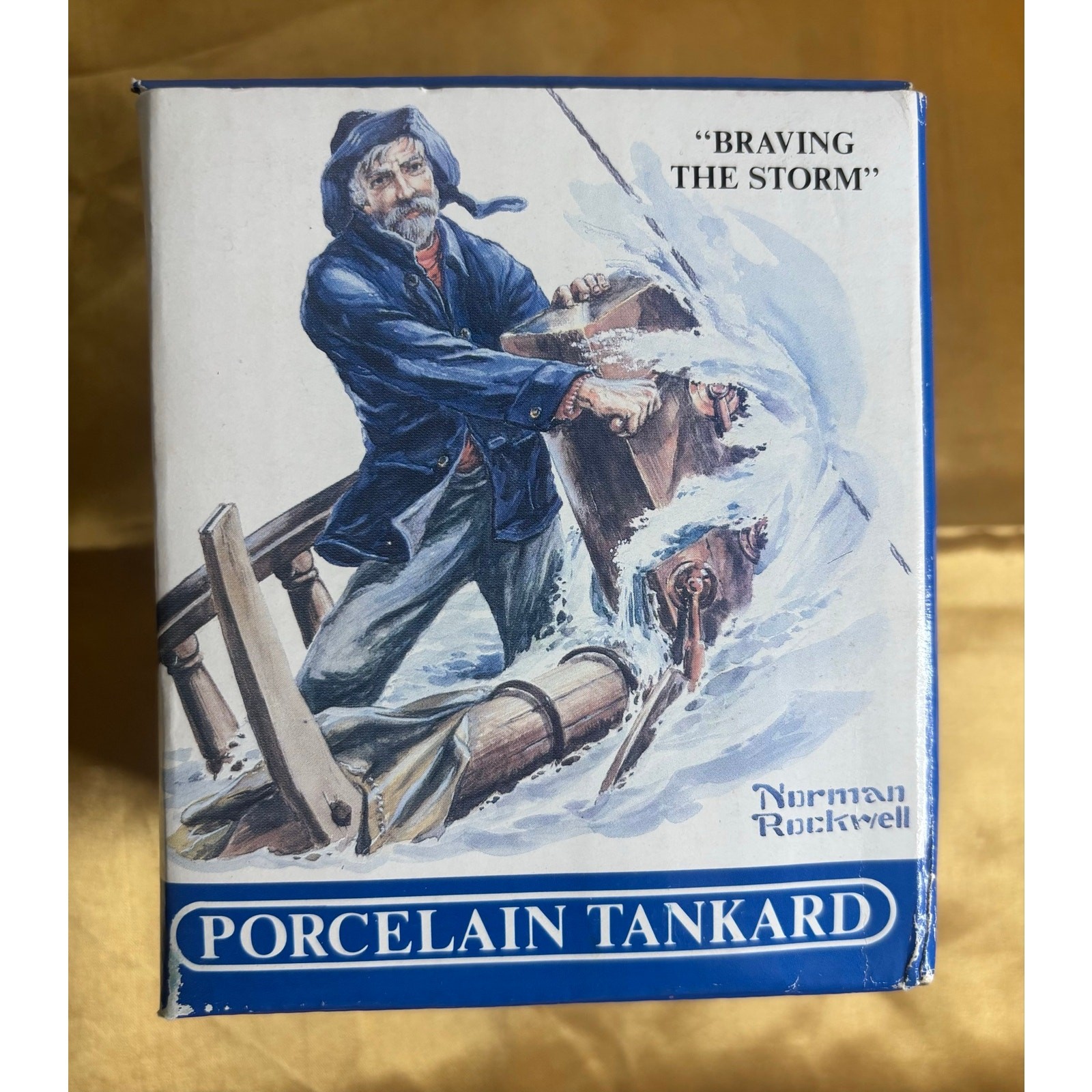 Vtg 1985 Norman Rockwell “Braving the Storm”Porcelain Tankard-Long John Silver\'s
