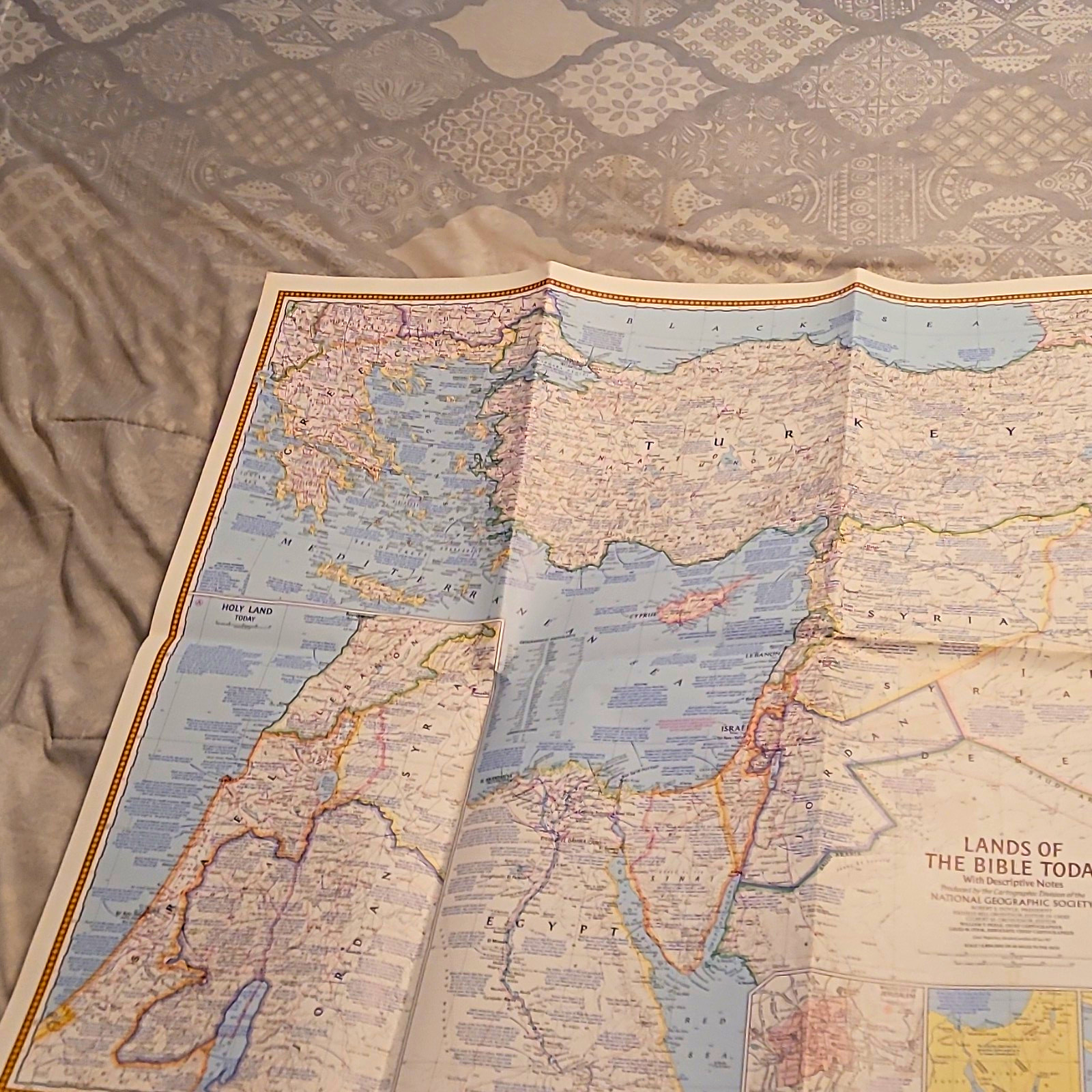 Lands of the Bible Today Map National Geographic Society 1976