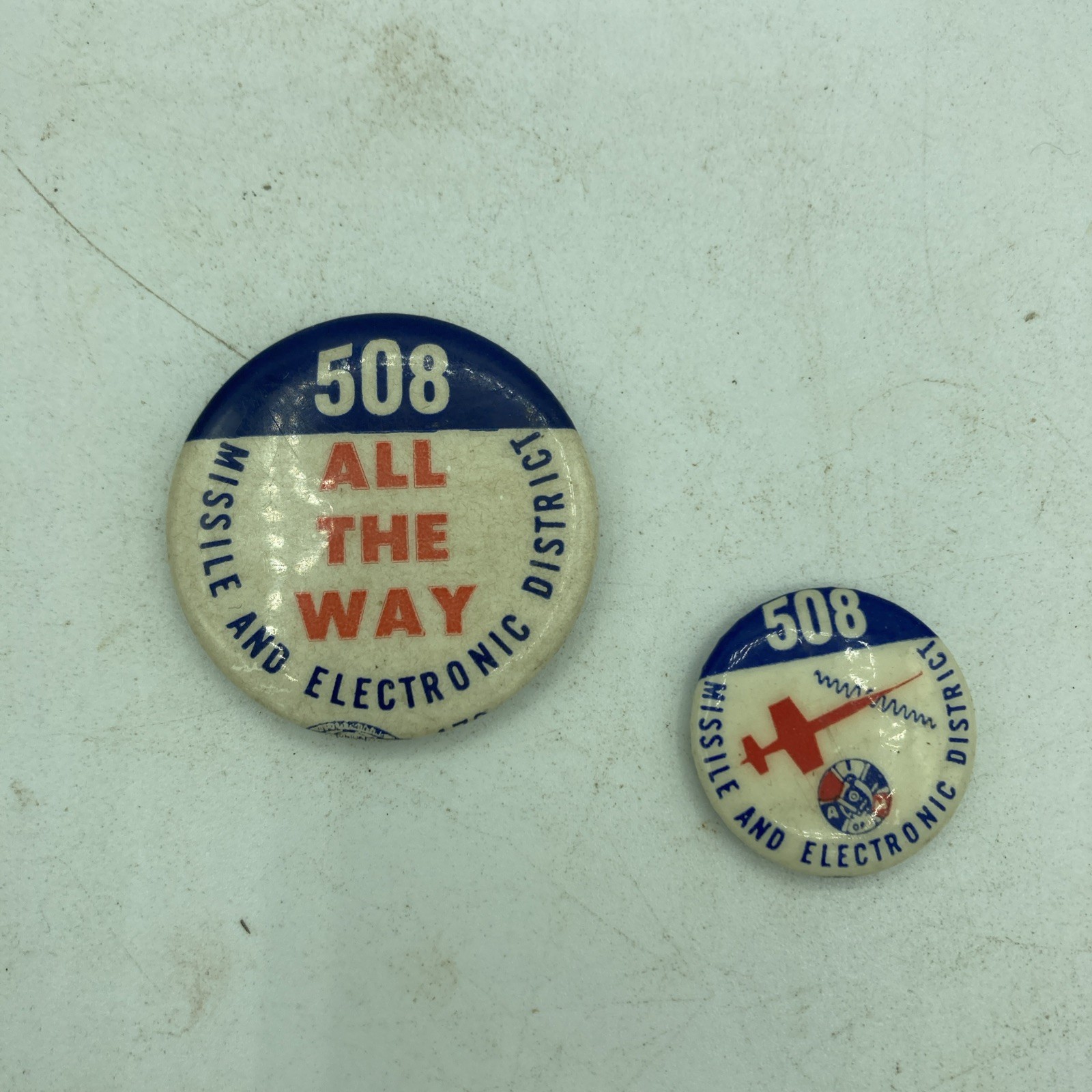 2 Vintage IAM District 508 Missile Electronic Union Pins Lockheed Aerospace