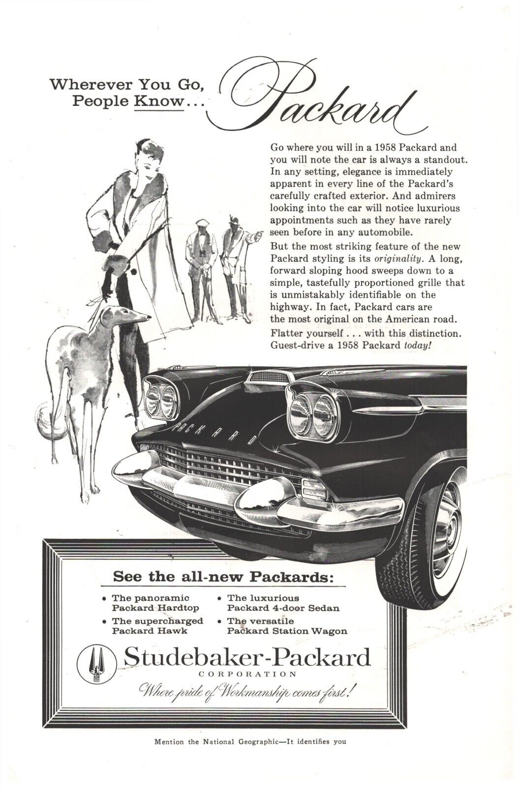 1958 Studebaker-Packard Car Vintage Original Magazine Print Ad