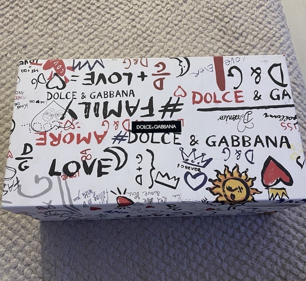 Dolce & Gabbana Graffiti Shoe Box Empty White Designer Gift Storage Box