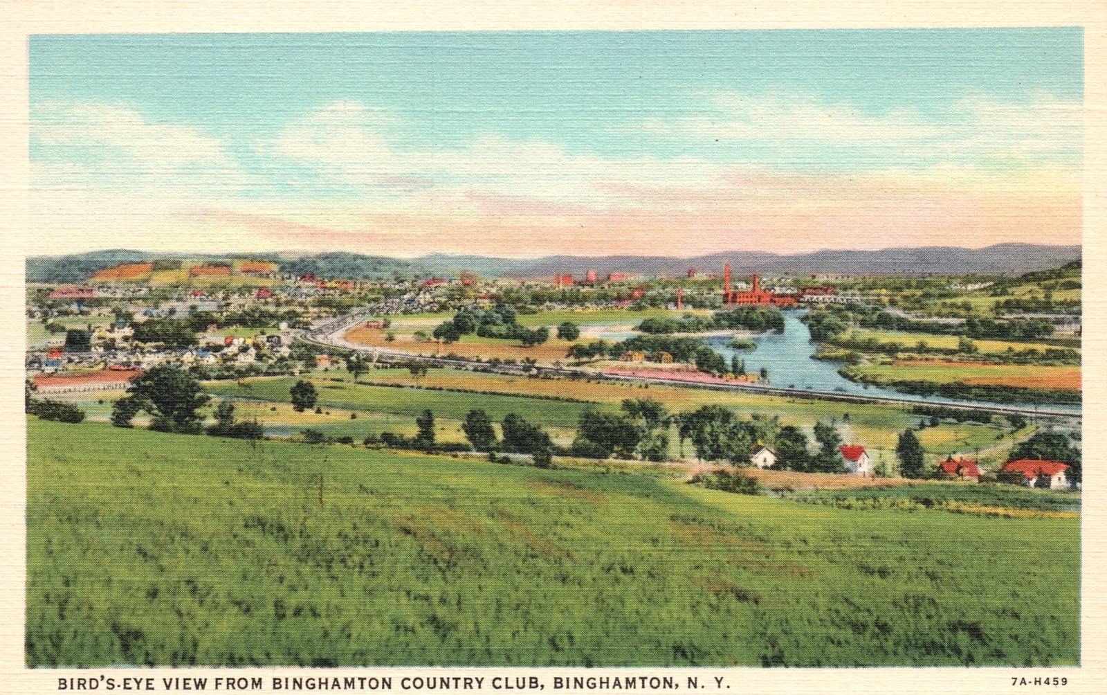 Birds Eye View From Binghamton Country Club Binghamton New York Vintage Postcard