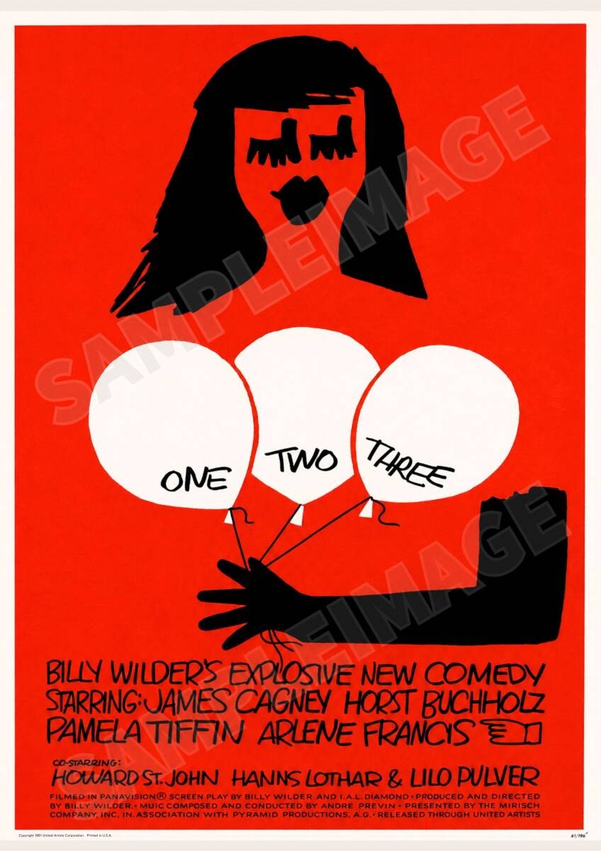 ONE Two Three 1961 Billy Wilder Saul Bass A2 Midcentury Poster