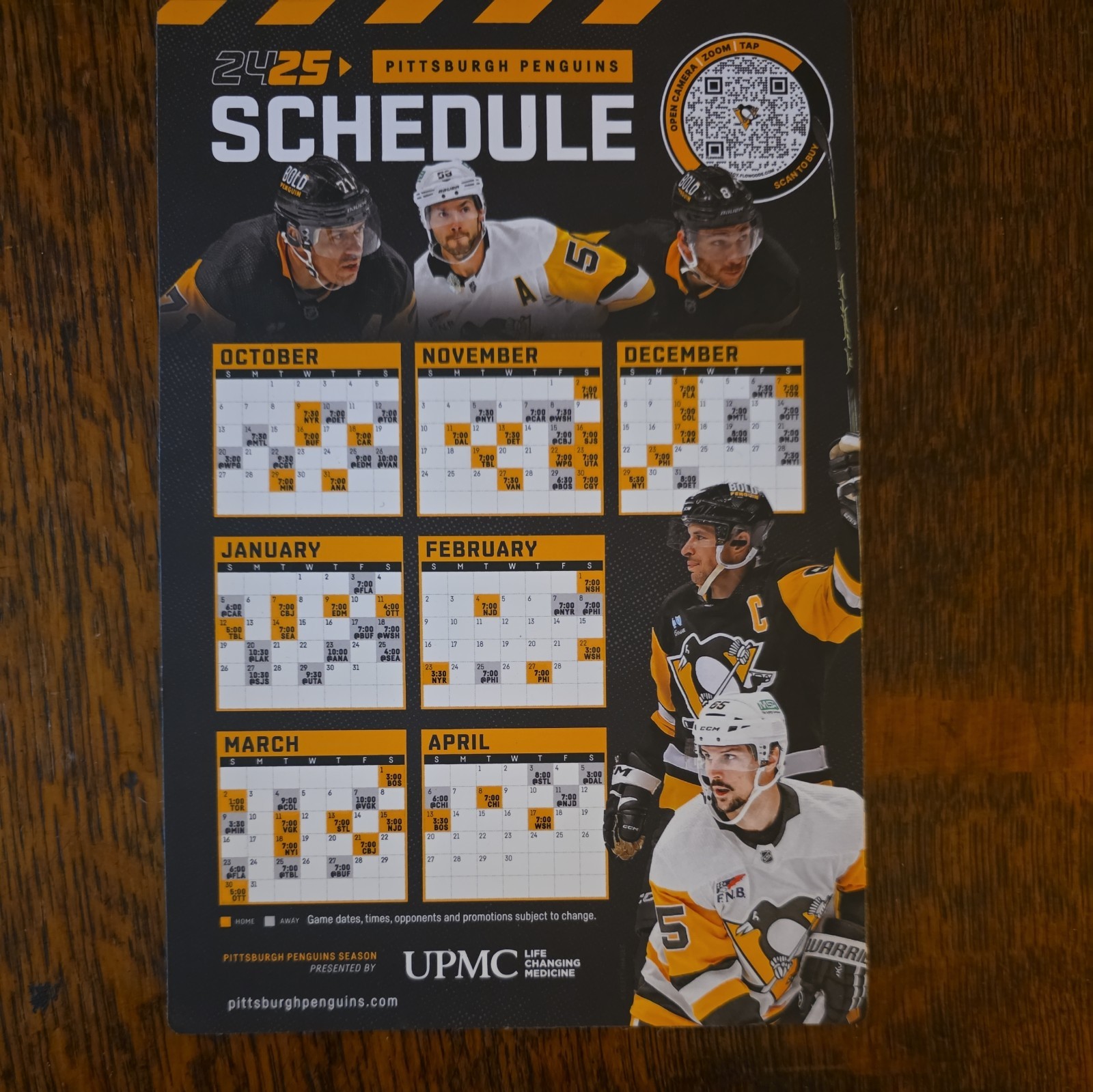 Pittsburgh Penguins 2024-2025 Season Schedule Refrigerator Magnet 9\