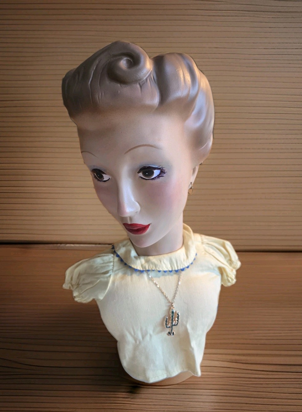 Beautiful Vintage Female Mannequin Display Bust.  Repaired. 