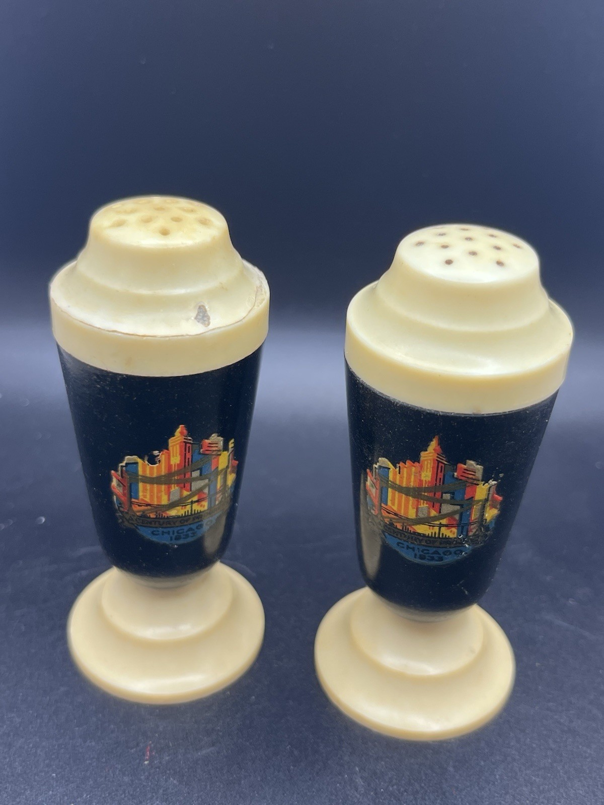1933 Chicago World’s Fair Century of Progress Salt Pepper Shakers Plastic