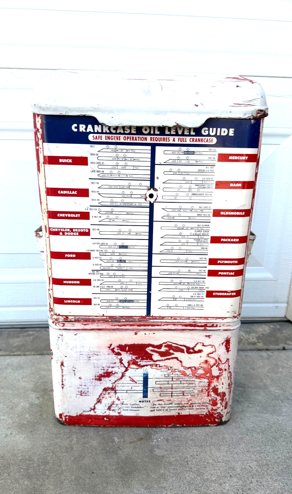 Vintage 1950s Gas Station Island Towel Dispenser Crankcase Oil Level Guide
