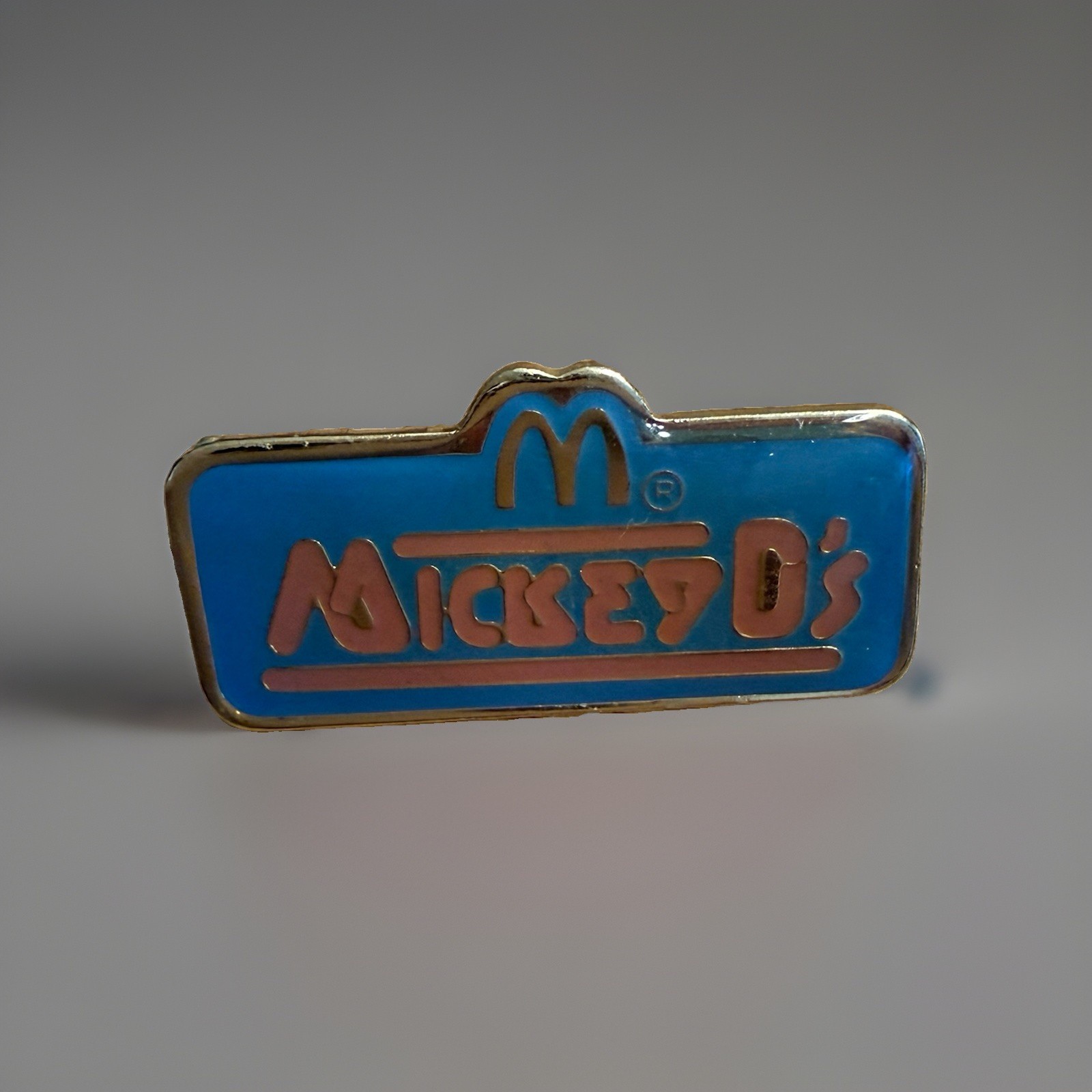 Vintage 1980s McDonald\'s Mickey D\'s Employee Enamel Lapel Pin Blue Golden Arches