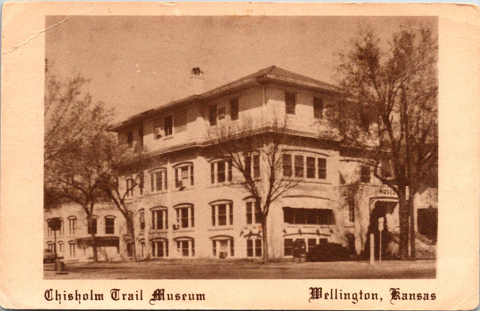 1965 RPPC Real Photo Postcard Wellington, Kansas Chidjolm Trail Musuem