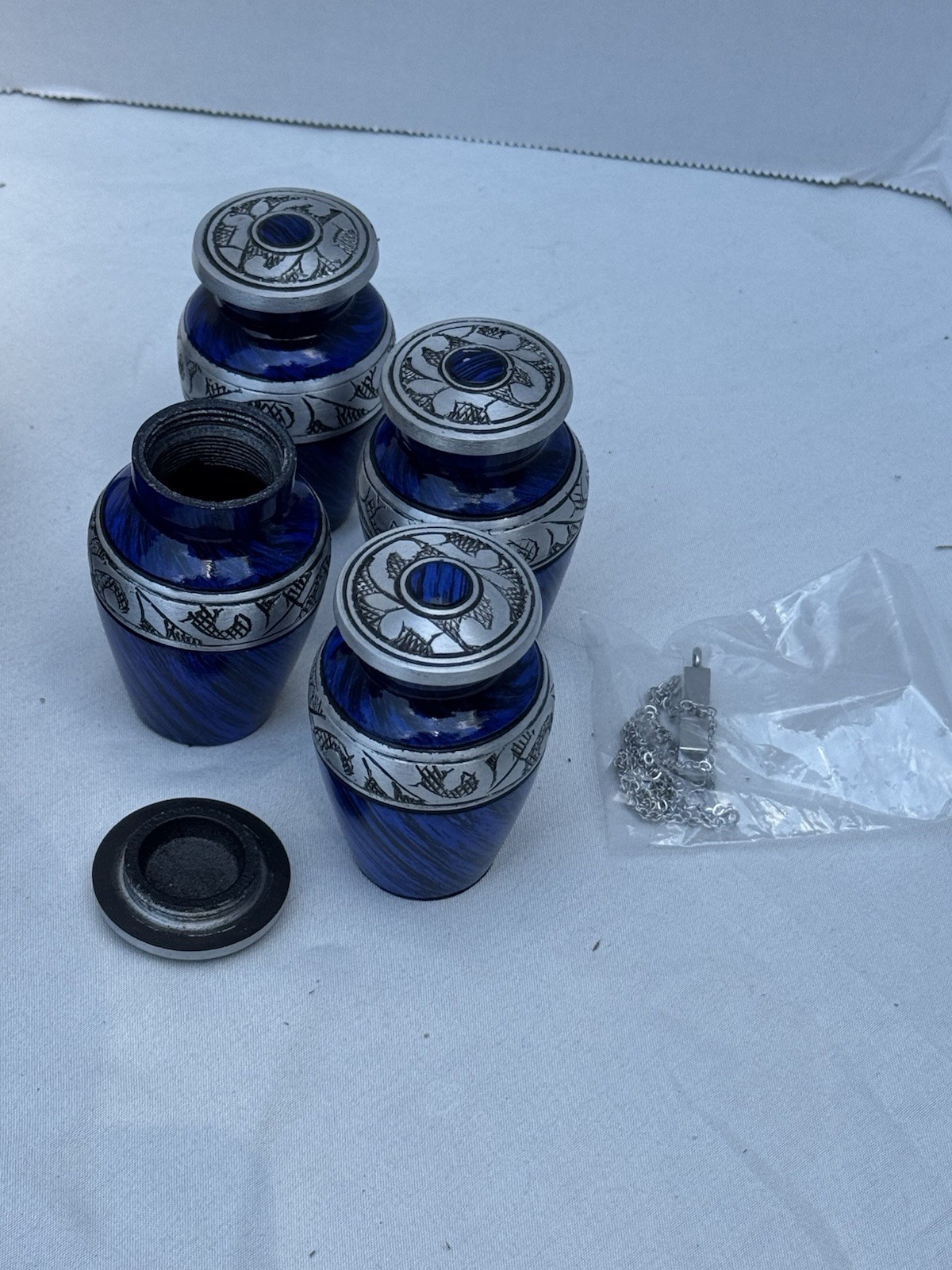 (4) Royal Blue Swirl Mini Urns