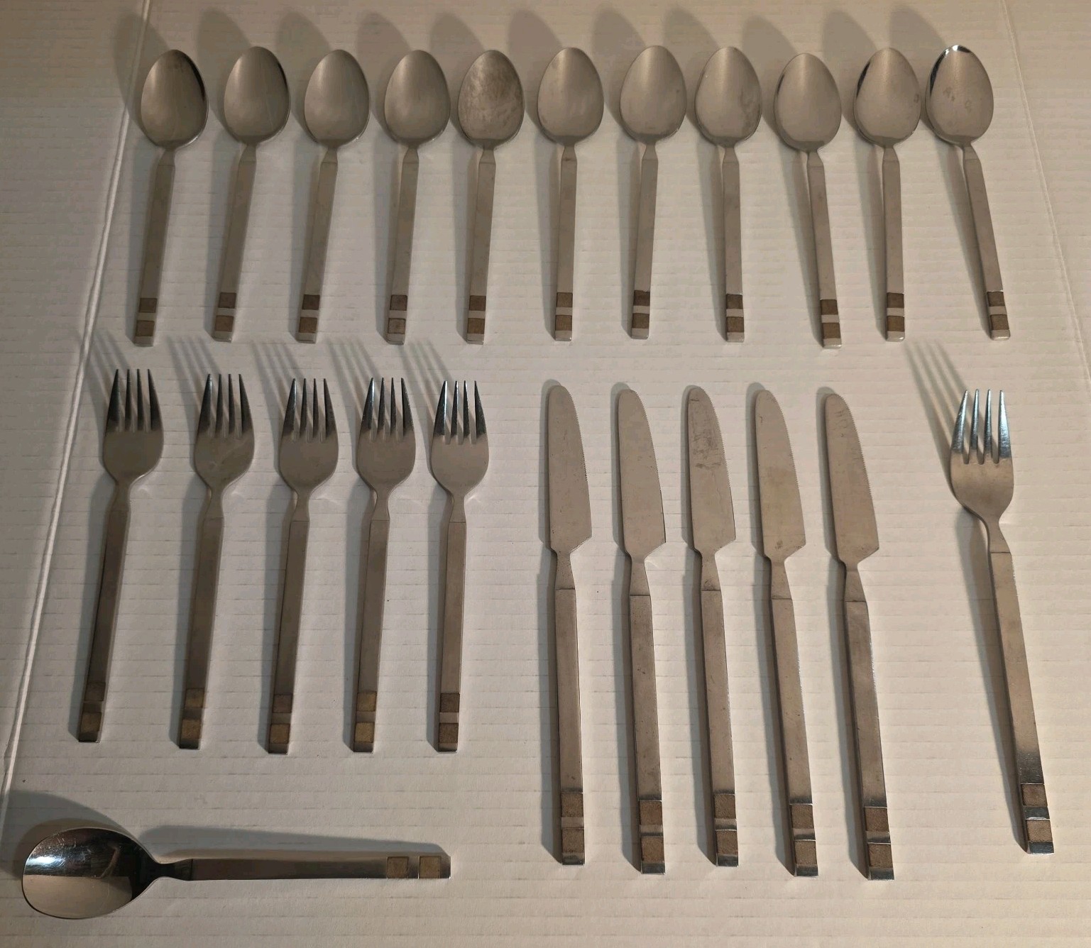 Stanley Roberts CROSSPOINT Flatware Stainless/Inlaid MCM Japan Lot Of 23