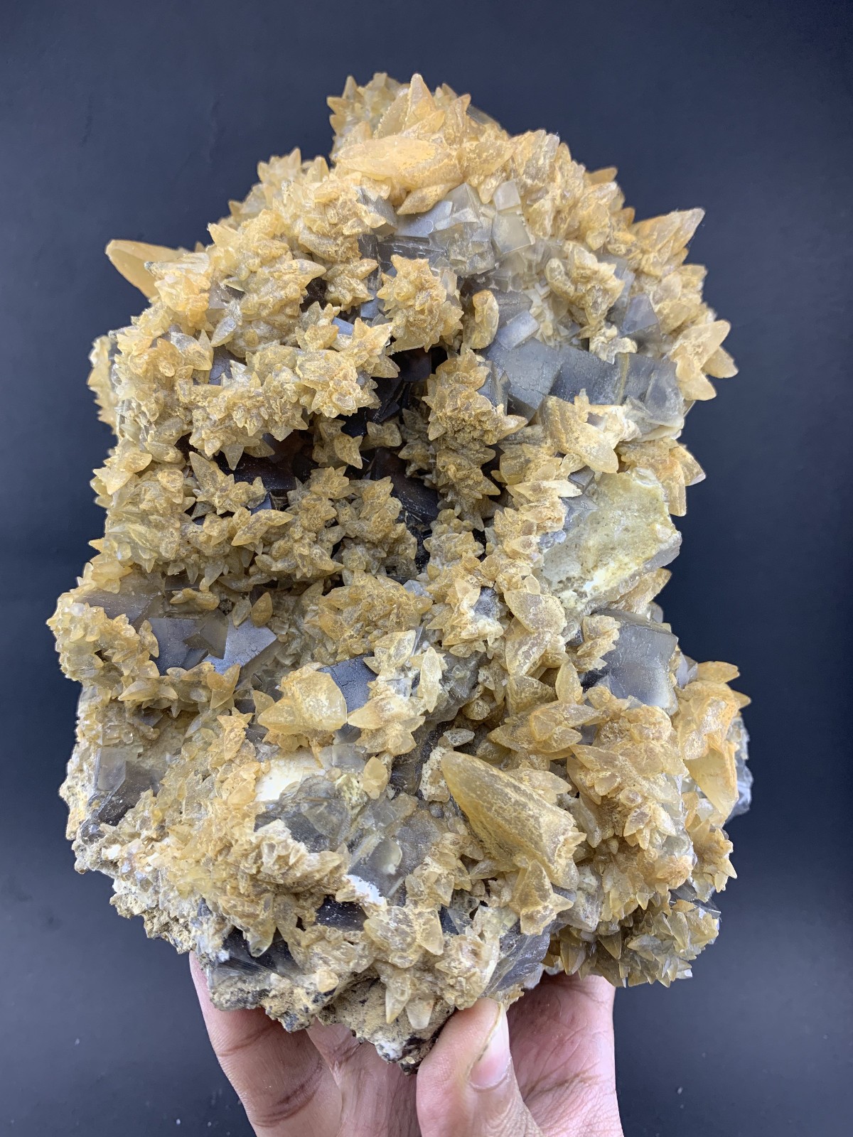 5.5lb Rare Natural Cubic Fluorite With Dogtooth Calcite Crystal Mineral Specimen