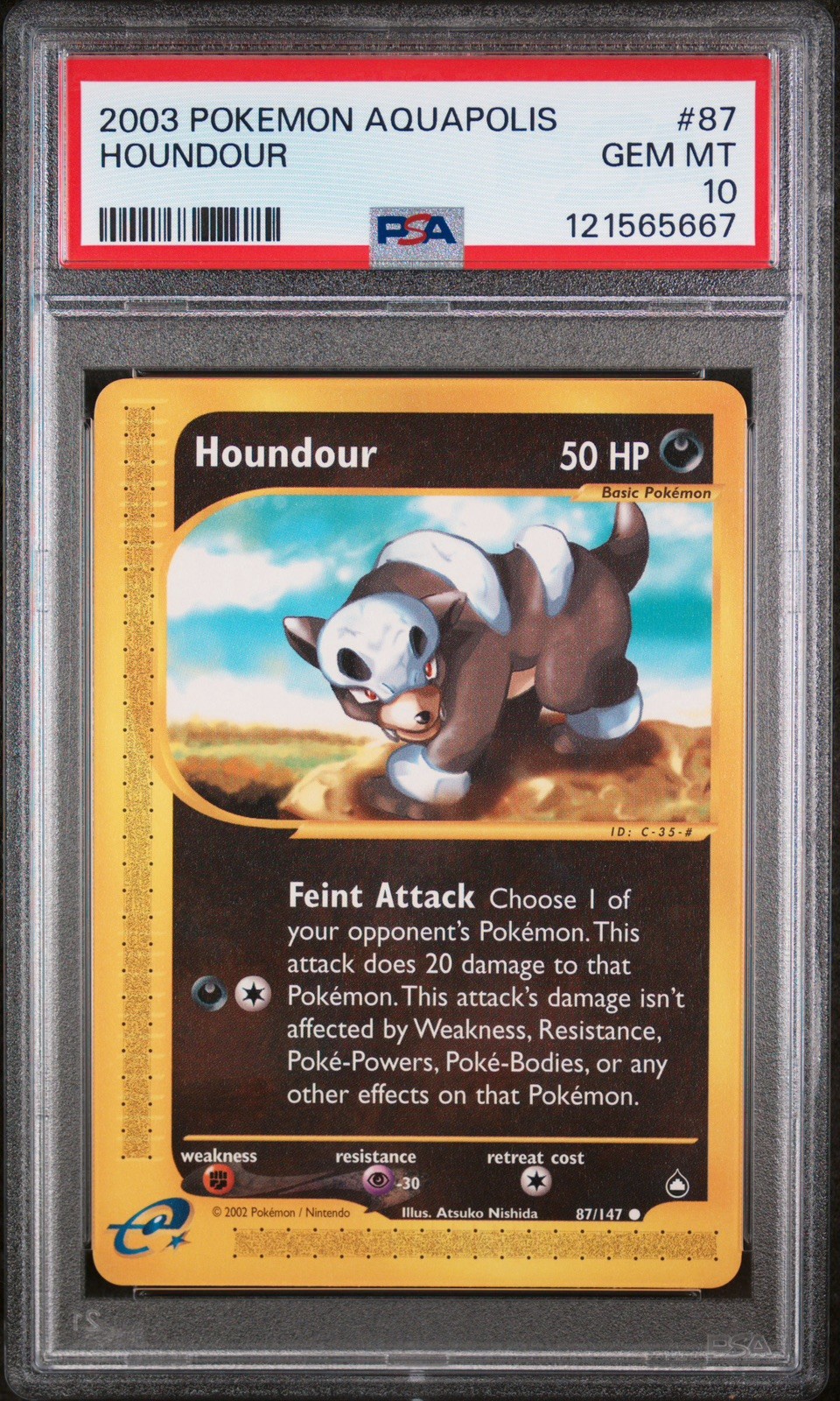 Houndour 87/147 Aquapolis Pokemon PSA 10 Pokemon TCG Vintage 