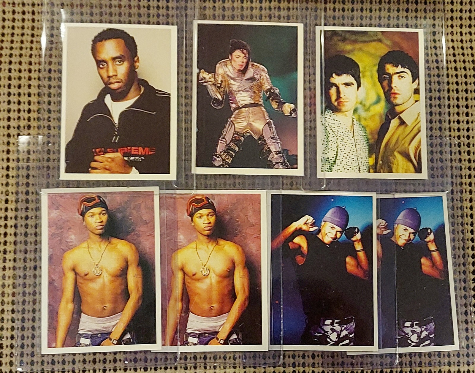 LOT OF 7: 1999 PANINI SMASH HITS STICKERS MJ DIDDY USHER OASIS RC ROOKIES RARE