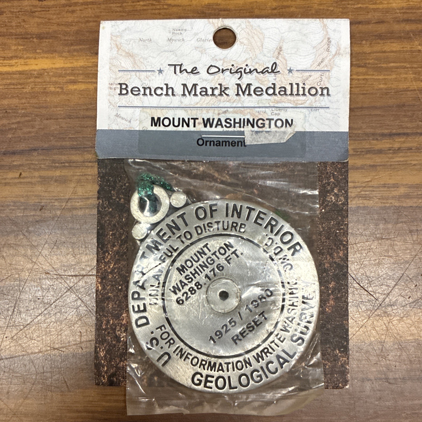 GEOSITU MOUNT WASHINGTON 2in pewter USGS BENCH MARK MEDALLION Hanging Ornament