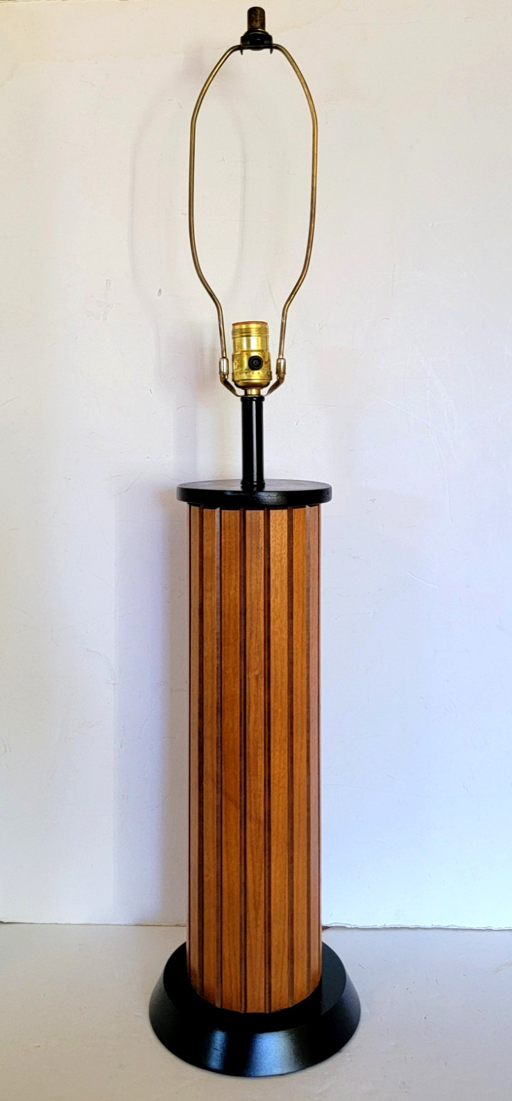 Vintage MCM Gruvwood Style Slatted Wood Table Lamp 34\