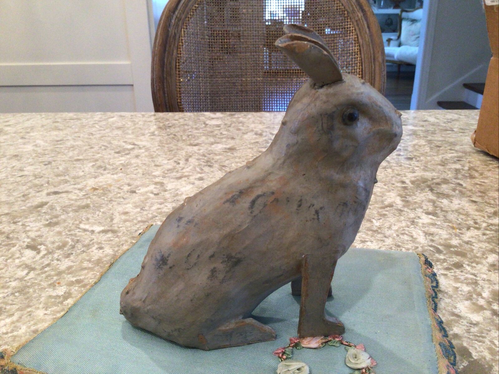 Jamieson studios ohio paper mache easter bunny  decor rabbit signed artist