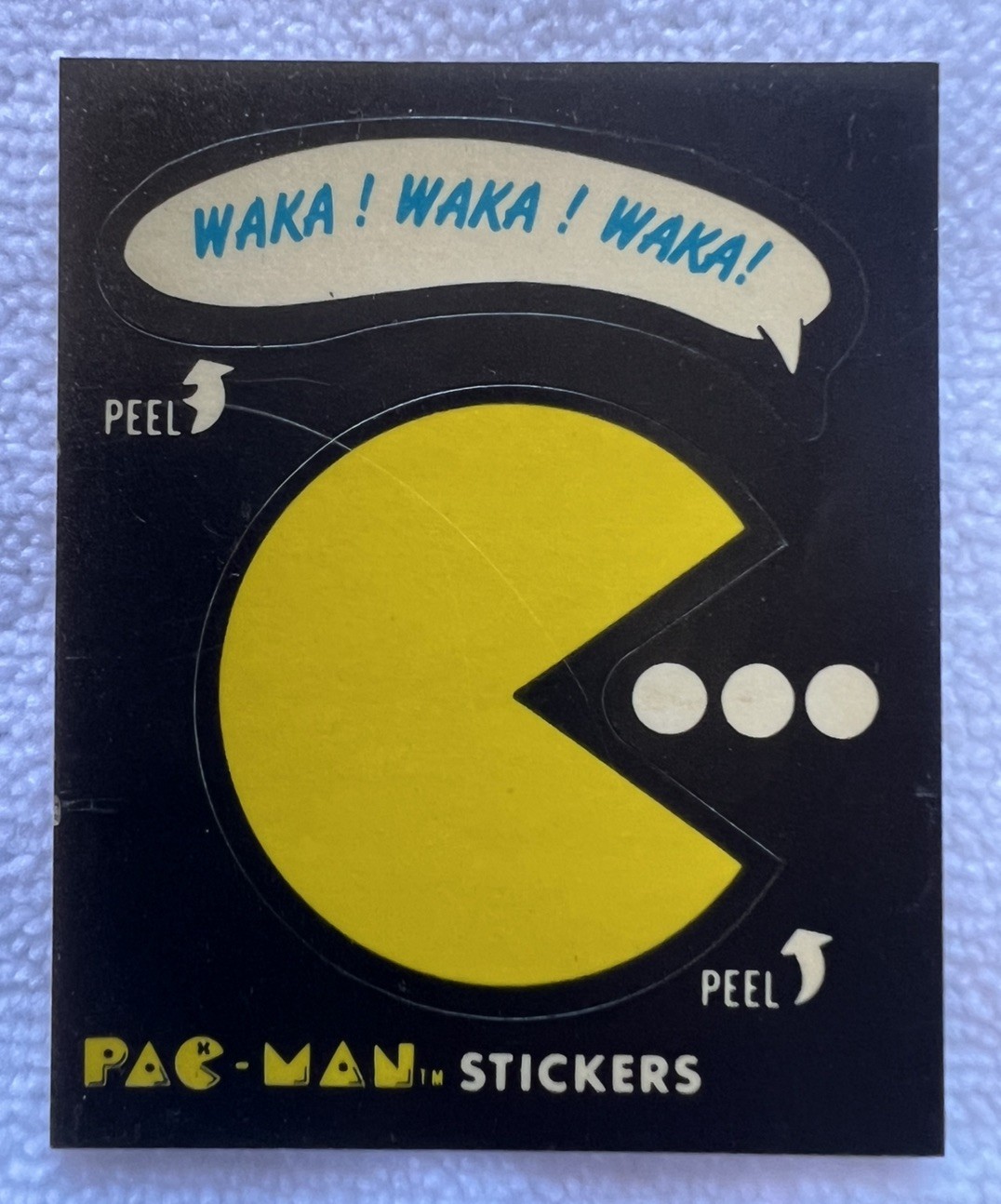 1980 FLEER #1 PAC-MAN WAKA WAKA *ROOKIE/1ST CARD* STICKER SERIES 1 NO EYES EX