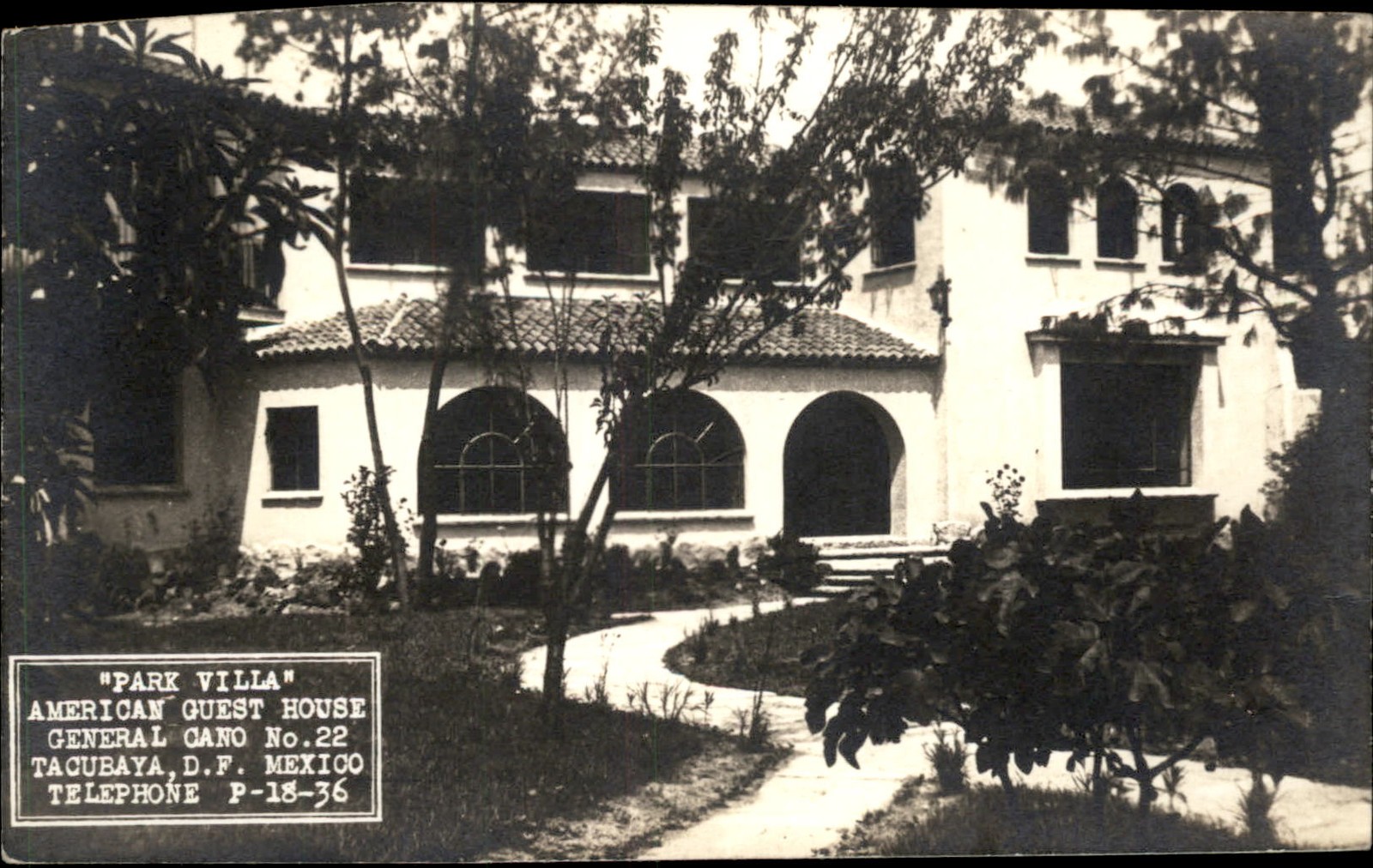 Tacubaya Mexico Park Villa TRIMMED c1939-1950 Real Photo Vintage Postcard