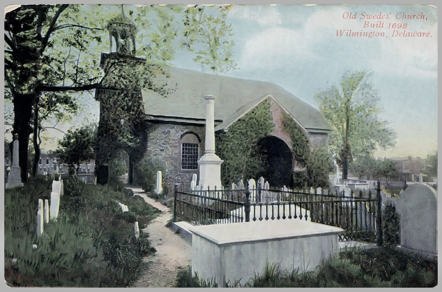 Old Swedes Church Cemetery Wilmington Delaware Lithograph 1904 Postcard -PC397