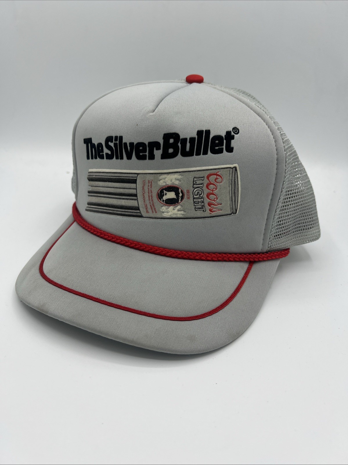 Vintage 1980s Coors Light The Silver Bullet Trucker Hat Beer Rope Cap