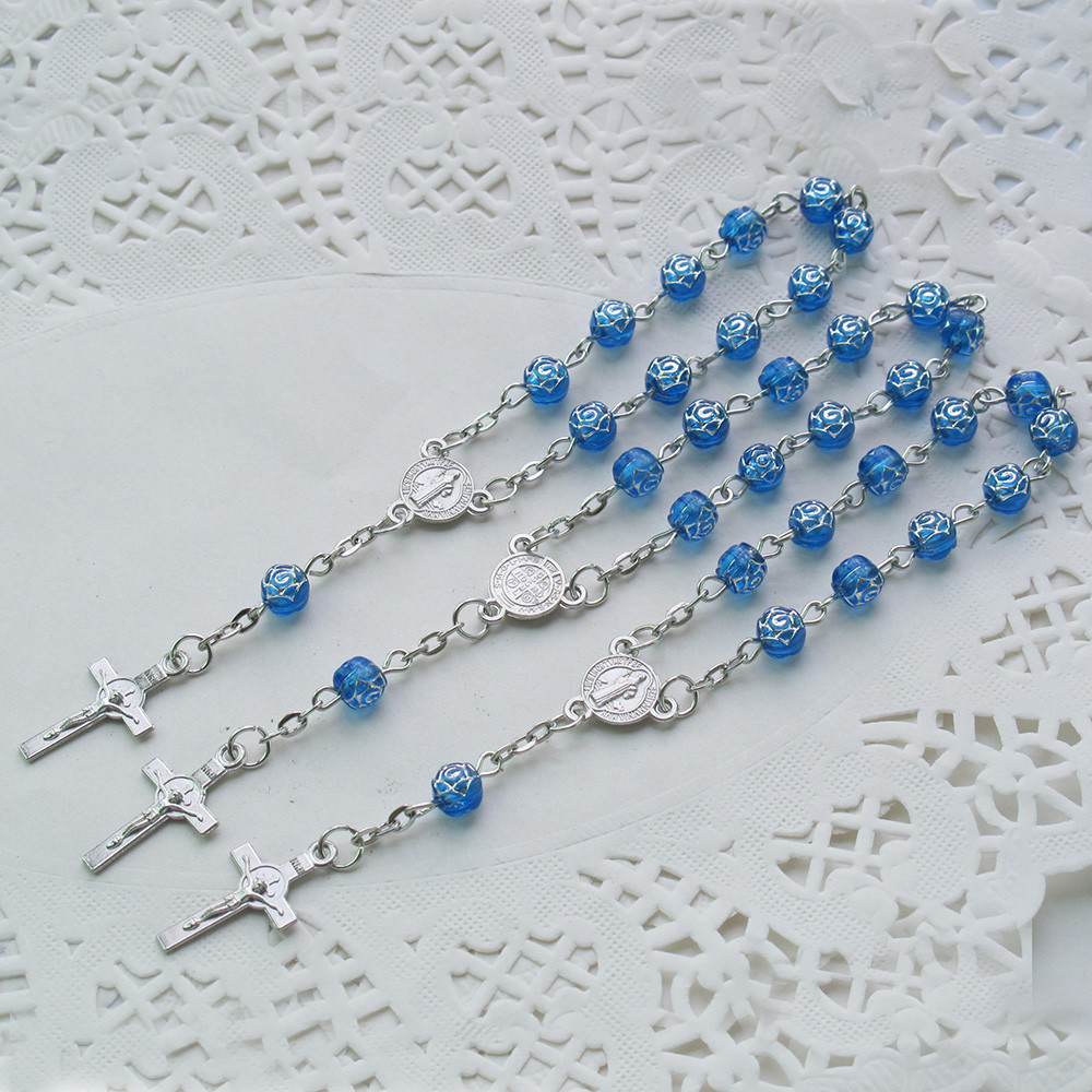 Baptism (24 PCS) Rosebud Mini Rosary Christening 1st Communion Sweet 15 JA164Blu